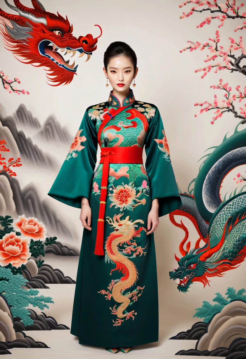 embroidered clothing,dragon embroidery,Chinese clothing design,catwalks,