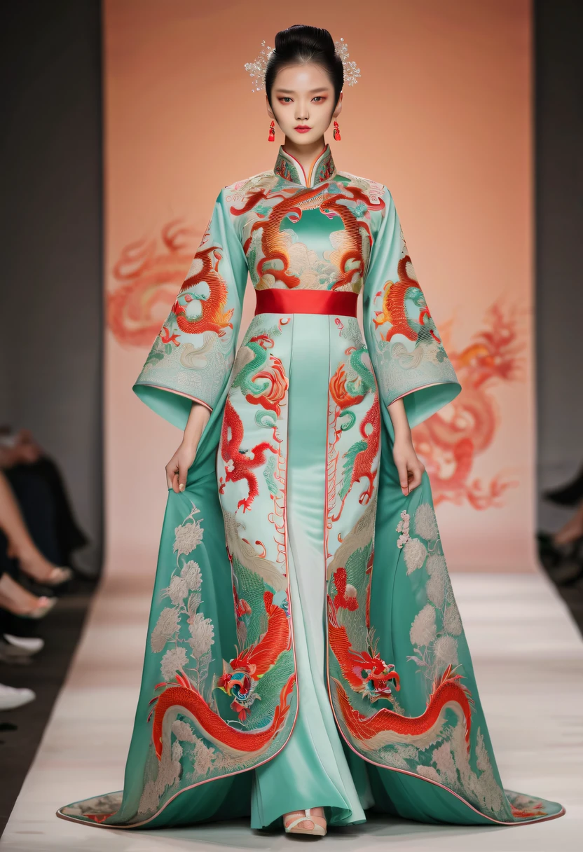embroidered clothing,dragon embroidery,Chinese clothing design,catwalks,