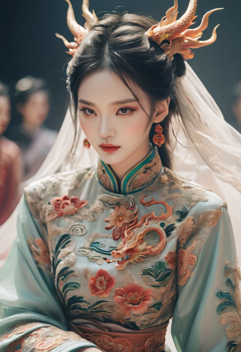 embroidered clothing,dragon embroidery,Chinese clothing design,catwalks,