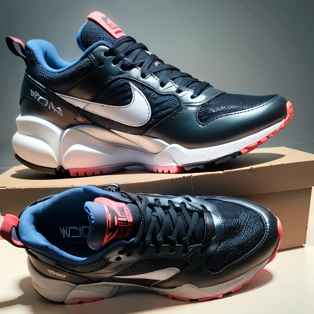 a full image of nike shoe 4000 year generation black and grey all position , front, back , left and right , high resolution,detailed --auto --s2