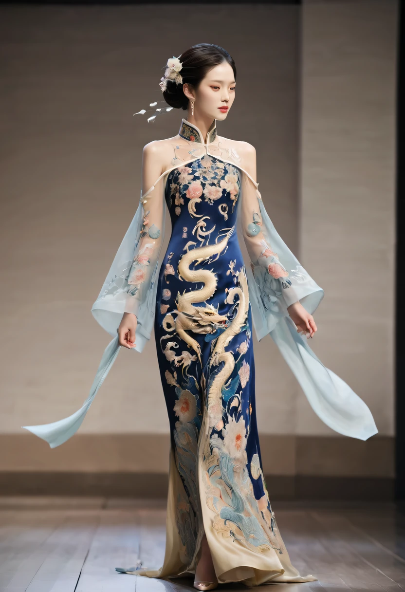 embroidered clothing,dragon embroidery,Chinese clothing design,catwalks,