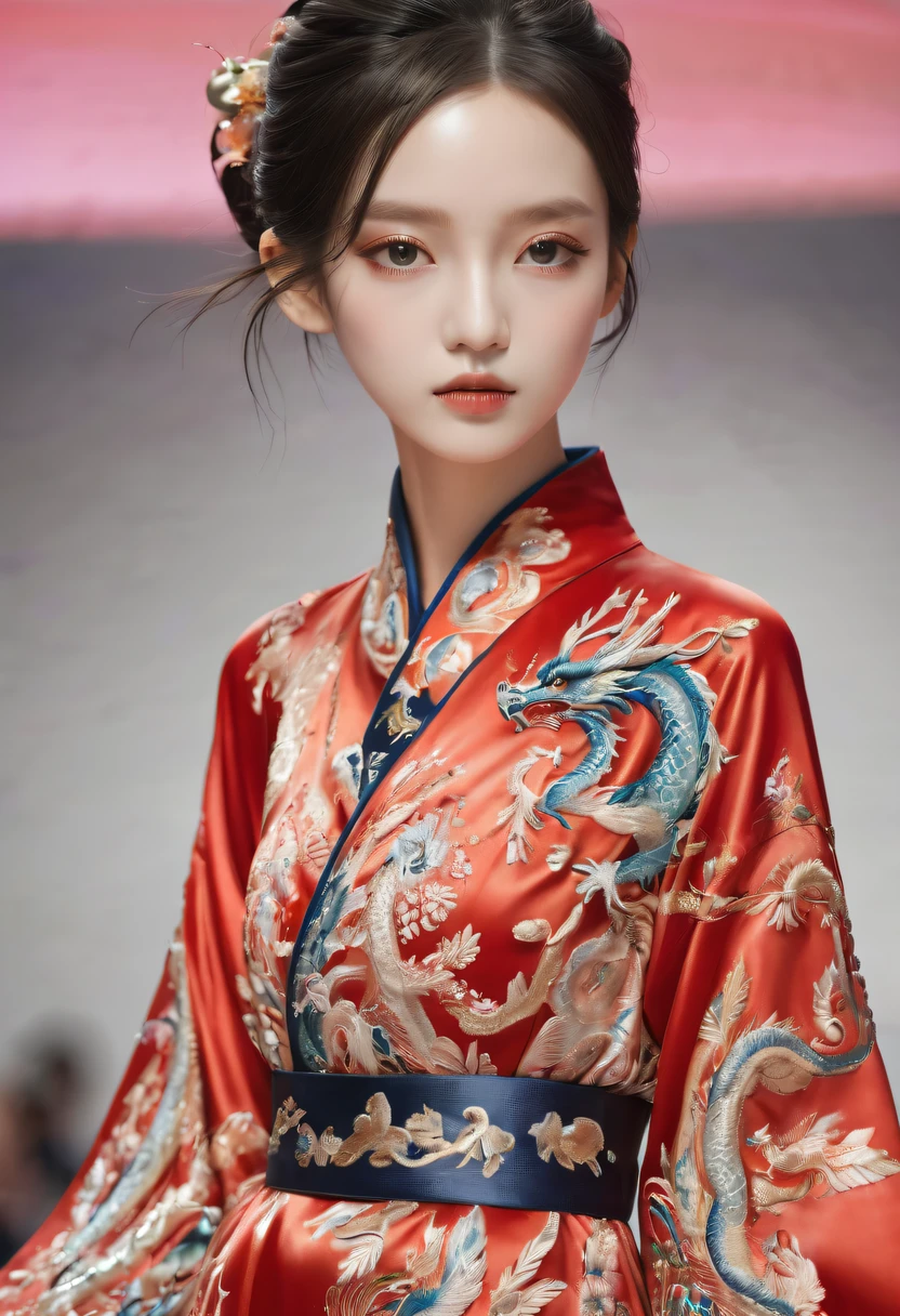 Embroidered robes,dragon embroidery,Chinese clothing design,catwalks,