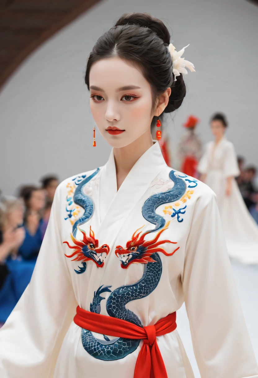 Embroidered robes,dragon embroidery,Chinese clothing design,catwalks,
