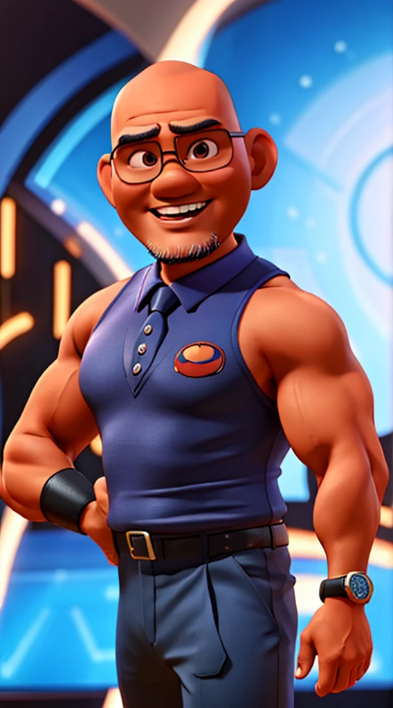 Deddy corbuzier, 40 years old, wearing singlet, disney pixar cartoon