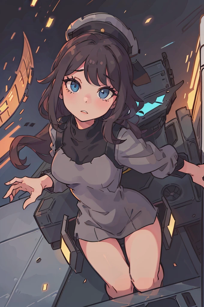 1girl, black uniform, standing on the aircraft carrier deck, a captain's hat, confident pose, background showcases the vast expanse of the deck and the impressive aircraft carrier, beautifully detailed eyes, long eyelashes, captivating gaze, beautifully detailed lips, alluring girl, vivid colors, skillfully executed lighting, studio lighting techniques bringing out the girl's features and the overall mood of the scene., masterpiece, anatomically correct, high quality, best quality, high details