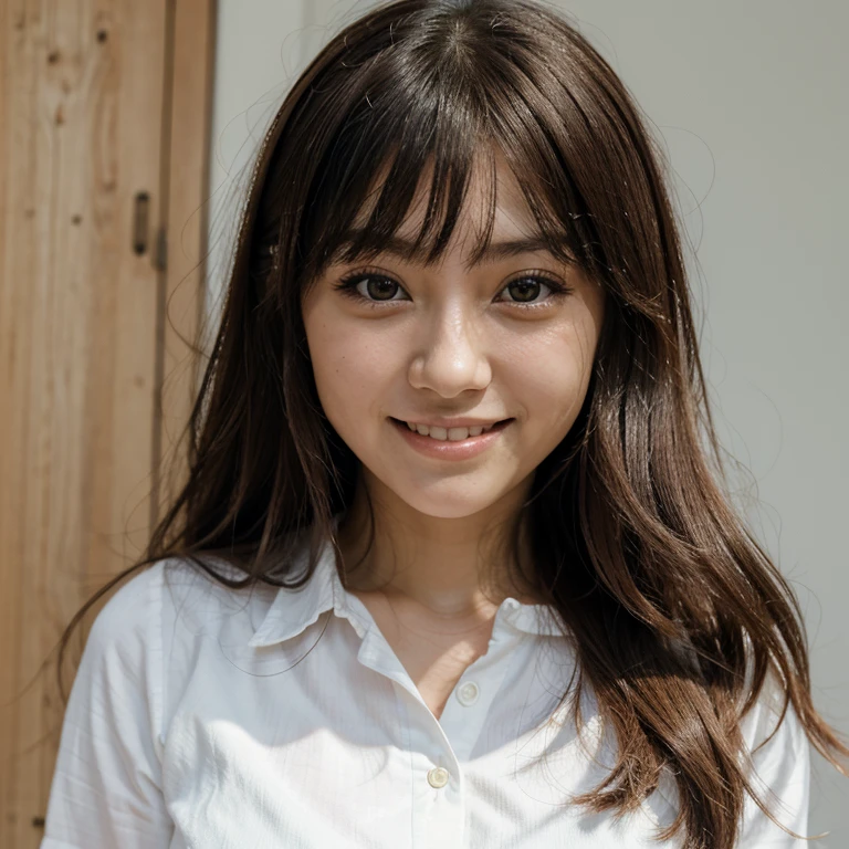 Fresh girl,jpn,Air bangs,Long hair,Big eyes,Smiling,simplicity,The large,Thin waist,Clear face