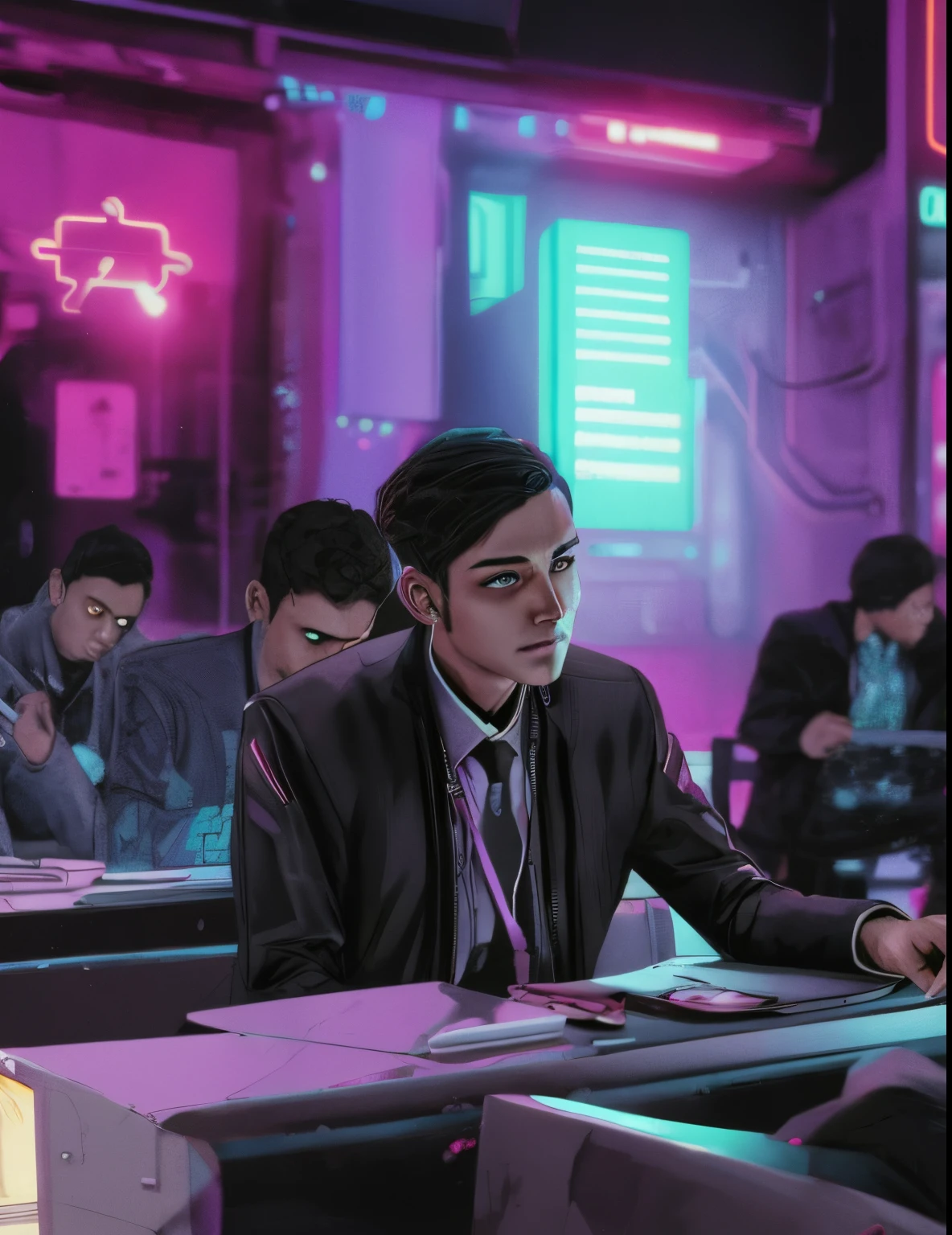 CHANGE  BACKGROUND TO CYBERPUNK HANDSOME BOY, REALISTIC FACE, 8K ULTRA REALISTC