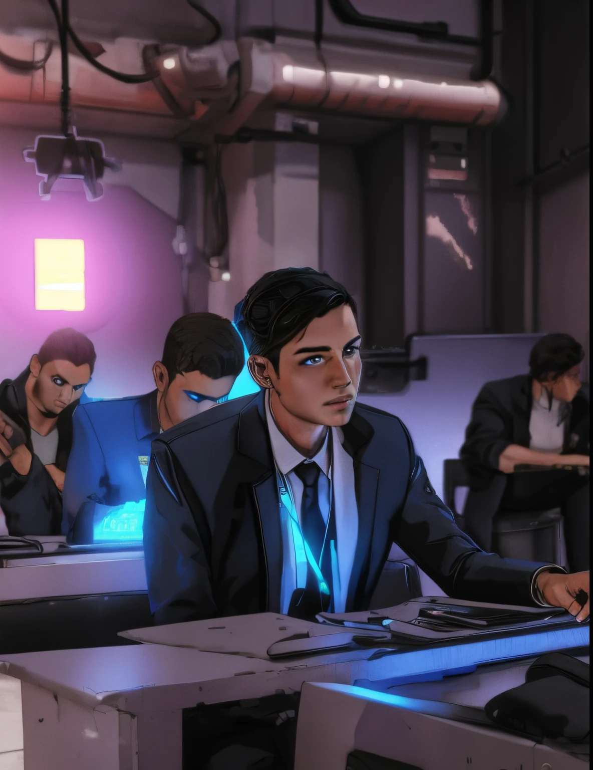 CHANGE BACKGROUND TO CYBERPUNK HANDSOME BOY, REALISTIC FACE, 8K ULTRA REALISTC