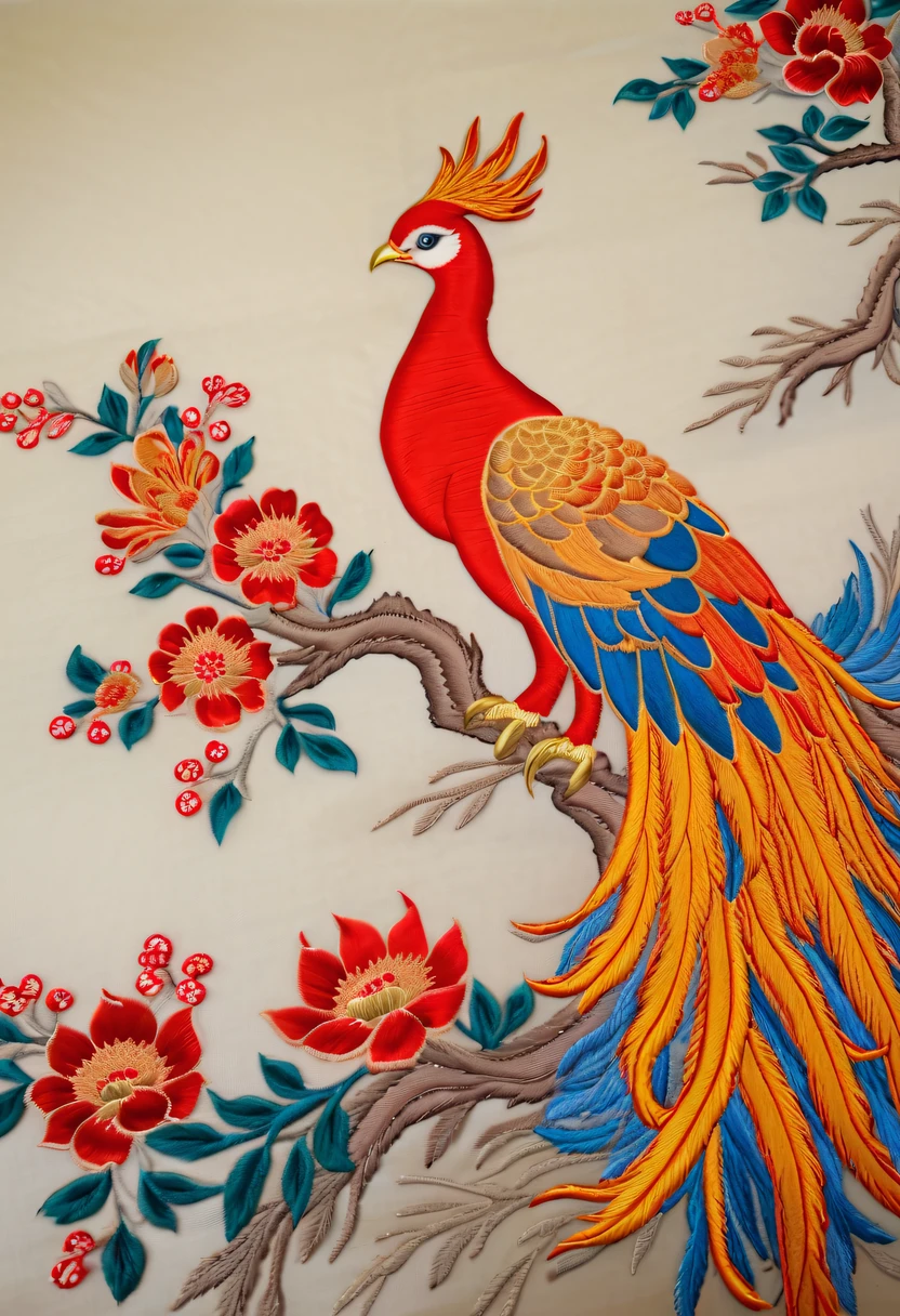 Draw an embroidery work,Phoenix embroidery,Chinese clothing design,Silk fabric,