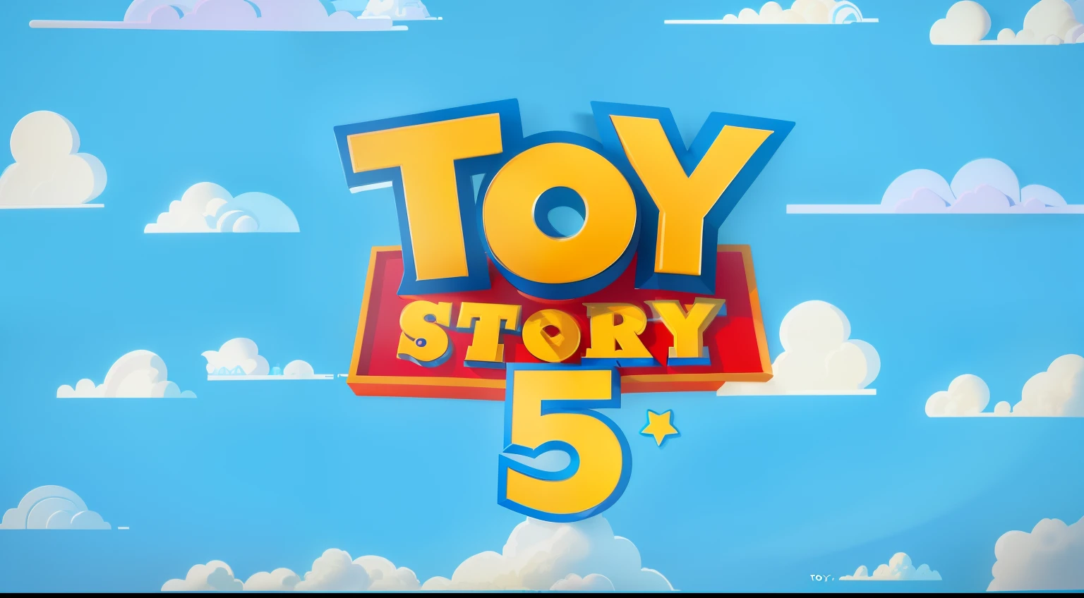 toy story 5 logo with clouds in the background, toy story, toy story style, from toy story, pixar movie poster, toy, pixar