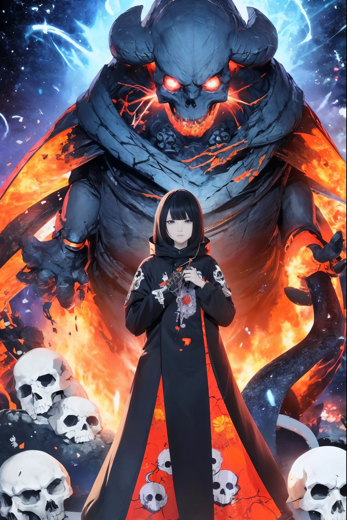 Personajes de anime,The glowing eyes are surrounded by skulls and flames., Hermoso dios masculino de la muerte, Badass Anime 8K, anime epic artwork, Anime Art Wallpaper 4K, Anime Art Wallpaper 4K, Anime Art Wallpaper 8K, Arte detallado del anime digital, Anime Wallaper, Fondo de pantalla de anime 4k, Arte de anime clave detallado, Fondos de pantalla de anime 4k, Anime Wallpaper 4k