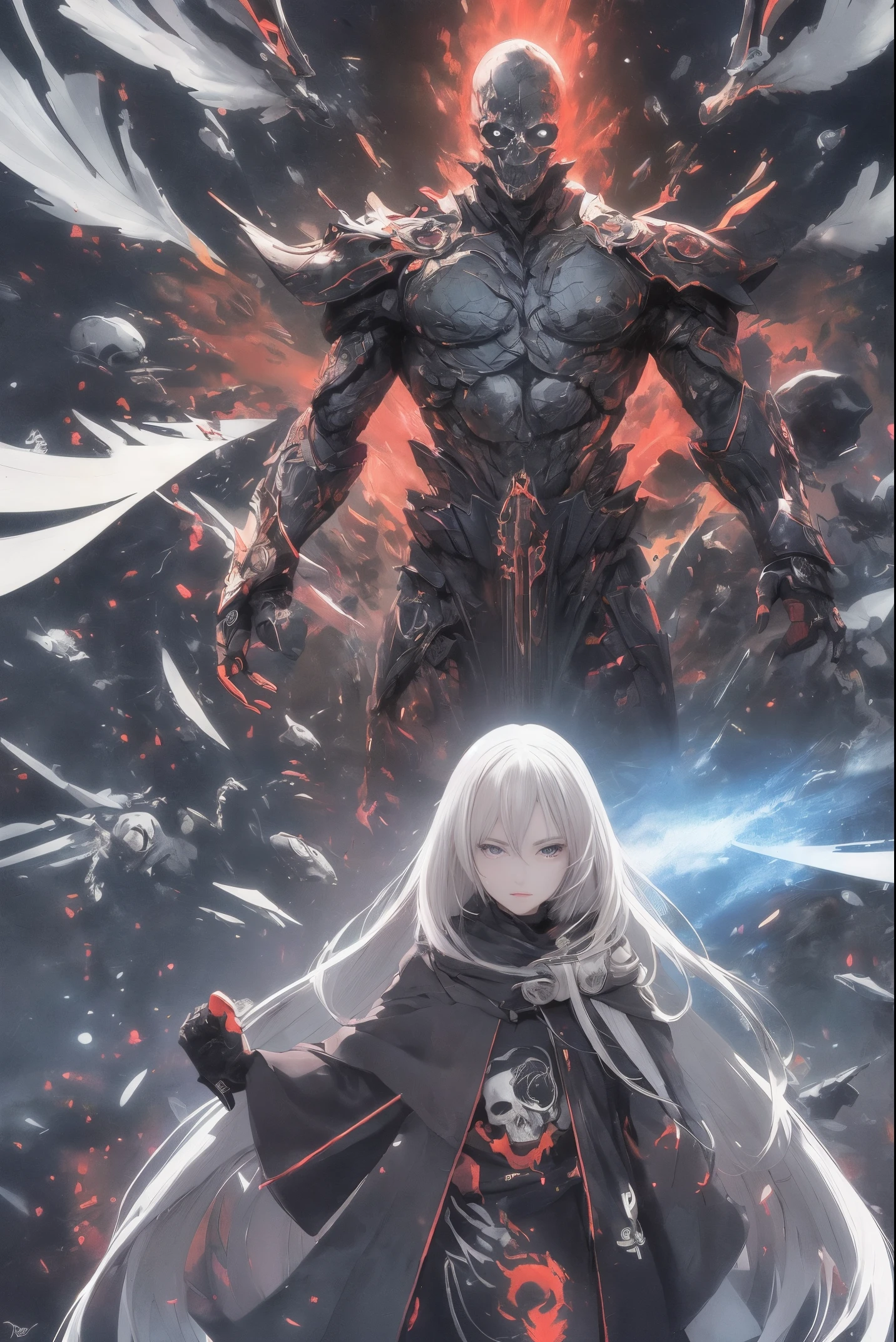 Personajes de anime,The glowing eyes are surrounded by skulls and flames., Hermoso dios masculino de la muerte, Badass Anime 8K, anime epic artwork, Anime Art Wallpaper 4K, Anime Art Wallpaper 4K, Anime Art Wallpaper 8K, Arte detallado del anime digital, Anime Wallaper, Fondo de pantalla de anime 4k, Arte de anime clave detallado, Fondos de pantalla de anime 4k, Anime Wallpaper 4k