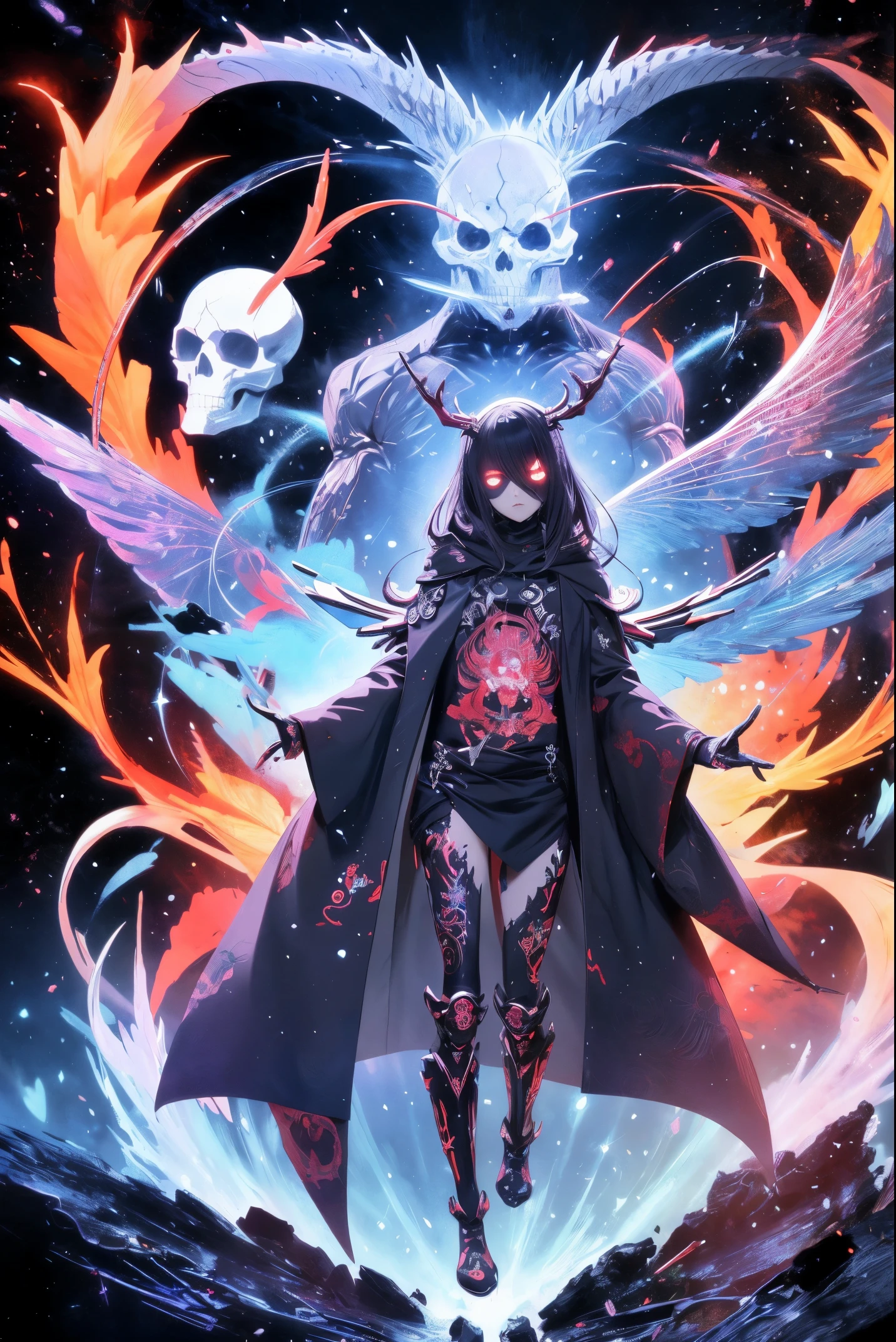 Personajes de anime，The glowing eyes are surrounded by skulls and flames., Hermoso dios masculino de la muerte, Badass Anime 8K, anime epic artwork, Anime Art Wallpaper 4K, Anime Art Wallpaper 4K, Anime Art Wallpaper 8K, Arte detallado del anime digital, Anime Wallaper, Fondo de pantalla de anime 4k, Arte de anime clave detallado, Fondos de pantalla de anime 4k, Anime Wallpaper 4k