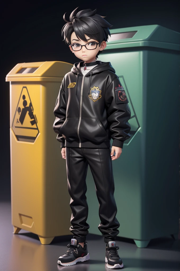 boy picture，Odd，Type - Other waste，Other trash（personification）（human figure）cartoon，concept art anime art, （3D stereoscopic images）（The color scheme is mostly black from other trash cans.）Illustration style，Manhwa Style，concept art anime art, official illustration[Three-dimensional feeling][cute wind][card ventilation][Realism]