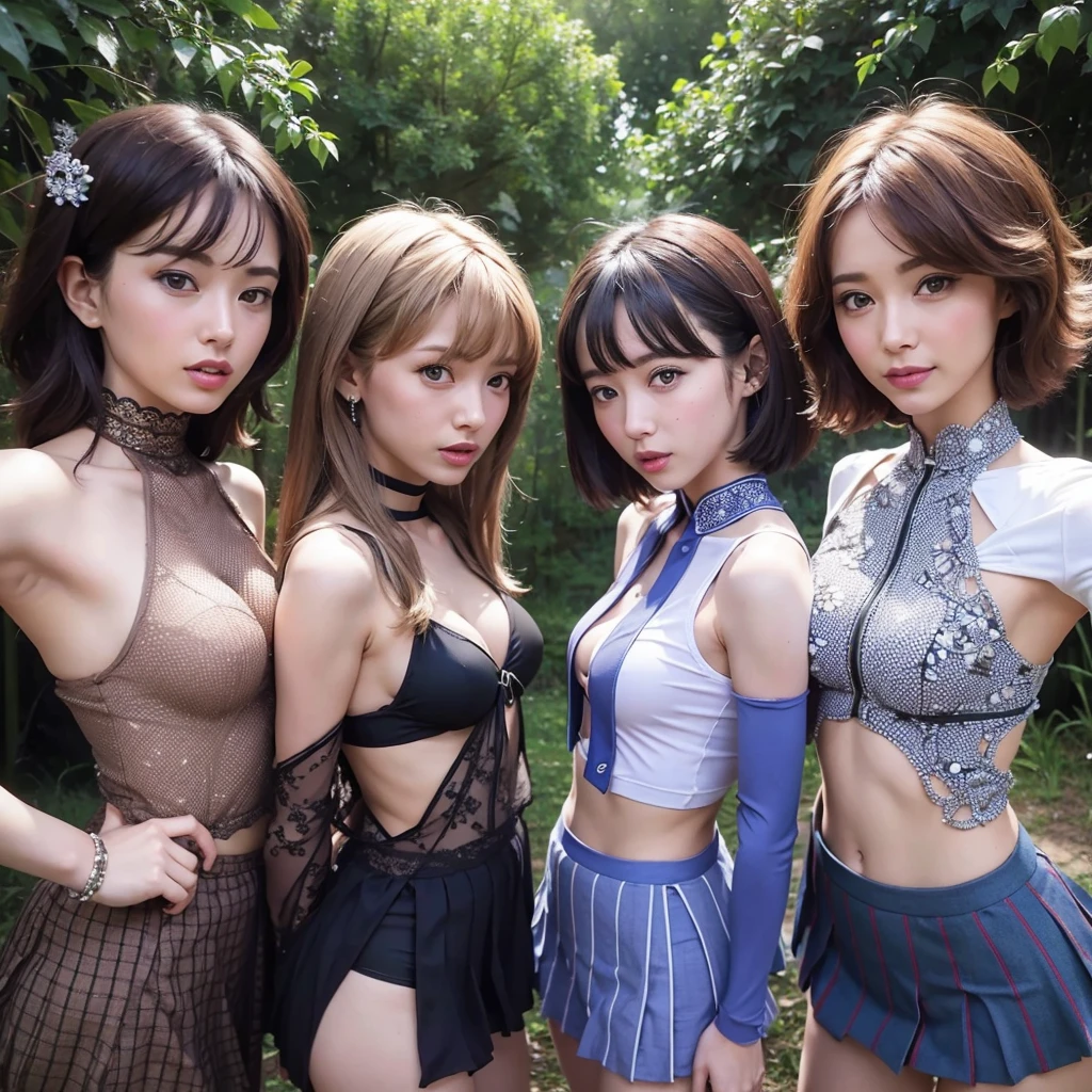 {{，Caucasians}}， looking at viewert， hazel eyes， The is very detailed， medium， brown  hair， aerodrome， Stewardeslue blazer， tiese， blue skirtidskirt， pencil skirtlue high heels， cheerfulnesest quality at best， high qulity， extremely detailed anime screencap， {{{crowed， multipel Girls， thousands of sisterillions of sisterillions of sisters， clone， Doppelganger， Match outfitatching hairstyle}}}}， full bodyesbian