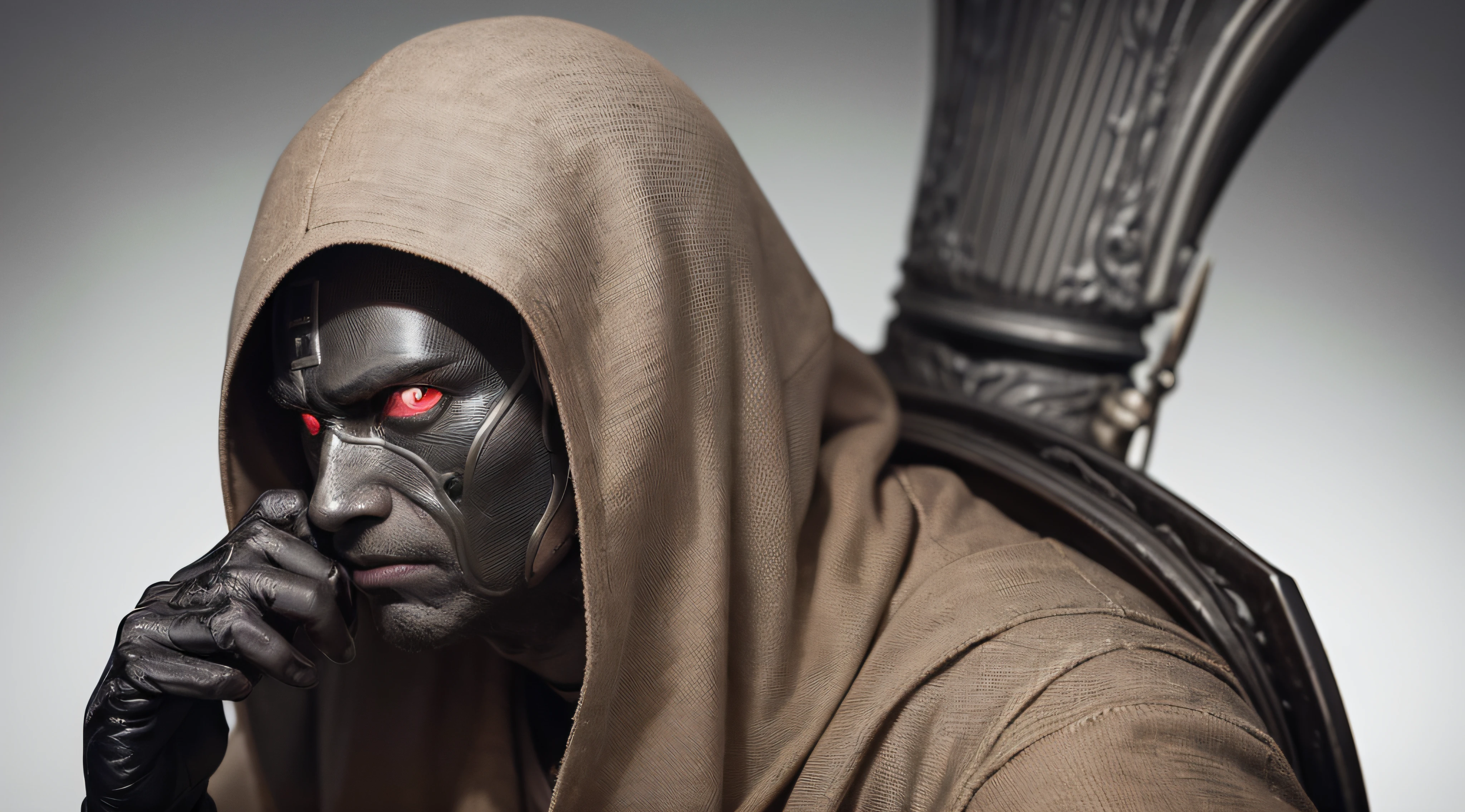 a realistic moon knight from marvel comics as Pennywise the clown from IT, over the shoulder pose, full length portrait, cinematic lighting, unreal engine.