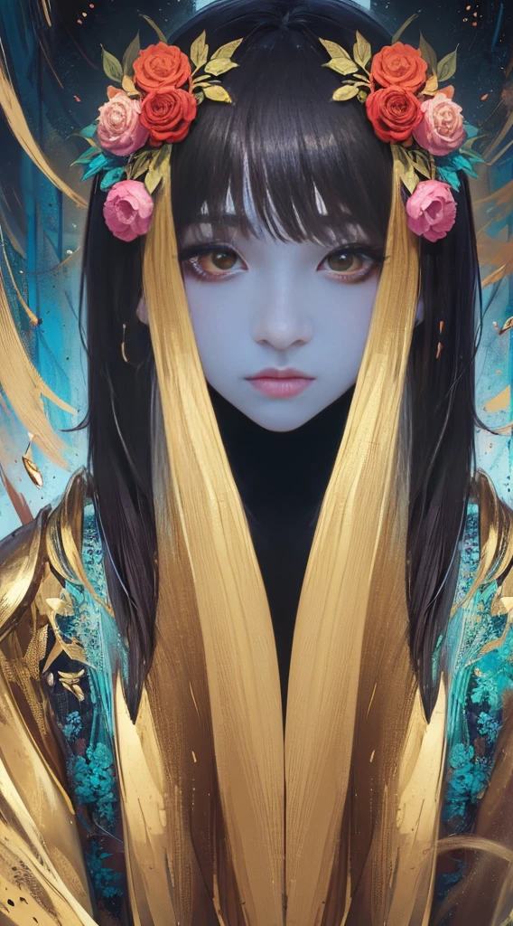 (tmasterpiece:1.1),(Best quality:1.1),(HighDynamicRange:1),ambient light,Super quality,( Super detailed original image),(1 sister, upper part of body),((harajuku fashion)),((flower with human eyes, flower eyes)),double contact,A fusion of fluid abstract art,error occured,(Original illustration composition),(Limited color mixing, Minimalist art style, Geometric artstyle, butterflys, artistically),