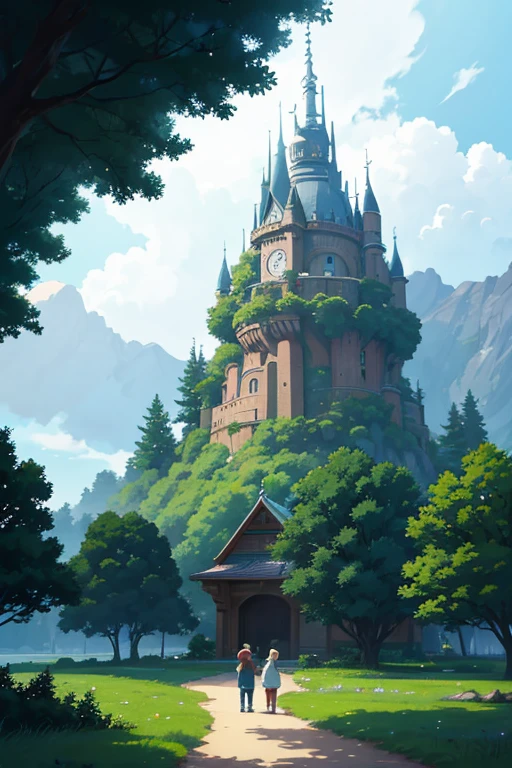 Anime scene of a boy and a girl with a dog in the forest, boromir in an anime world, Boromir in the 1980s\'s anime world, anime lush john 8k forest, ghibli screenshot, ghibli studio anime style, Ghibli Nausicaa of the Valley of the Wind, ghibli artstyle, kinematics, In Studio Ghibli style, studio ghibli artstyle, Ghibli animation style