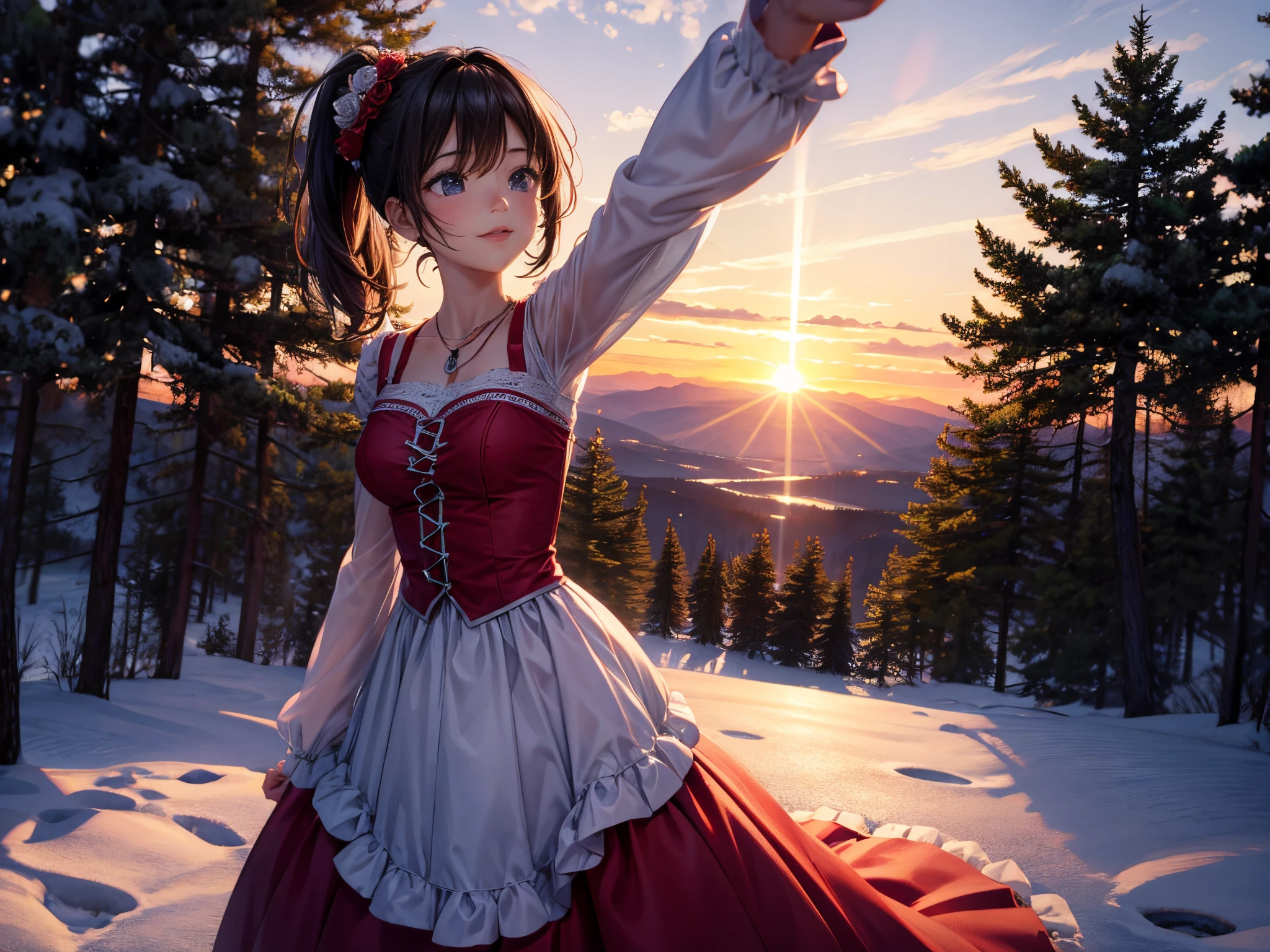 Pan across a scenic landscape where 3D hearts and roses are bathed in the warm glow of a Valentine's Day sunset. Add cinematic depth to this romantic serenade.