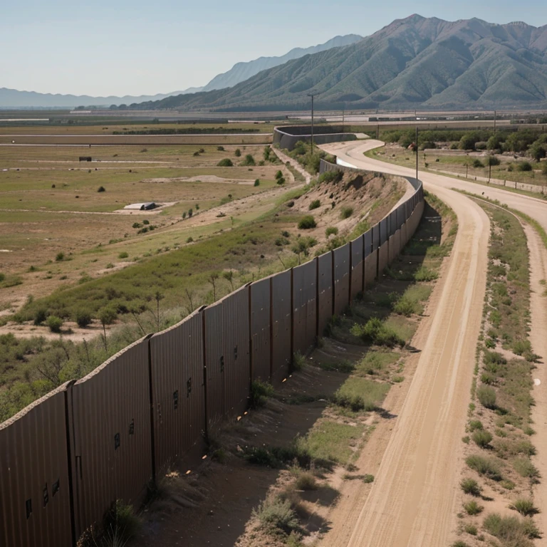A frightening military border wall separating two countries