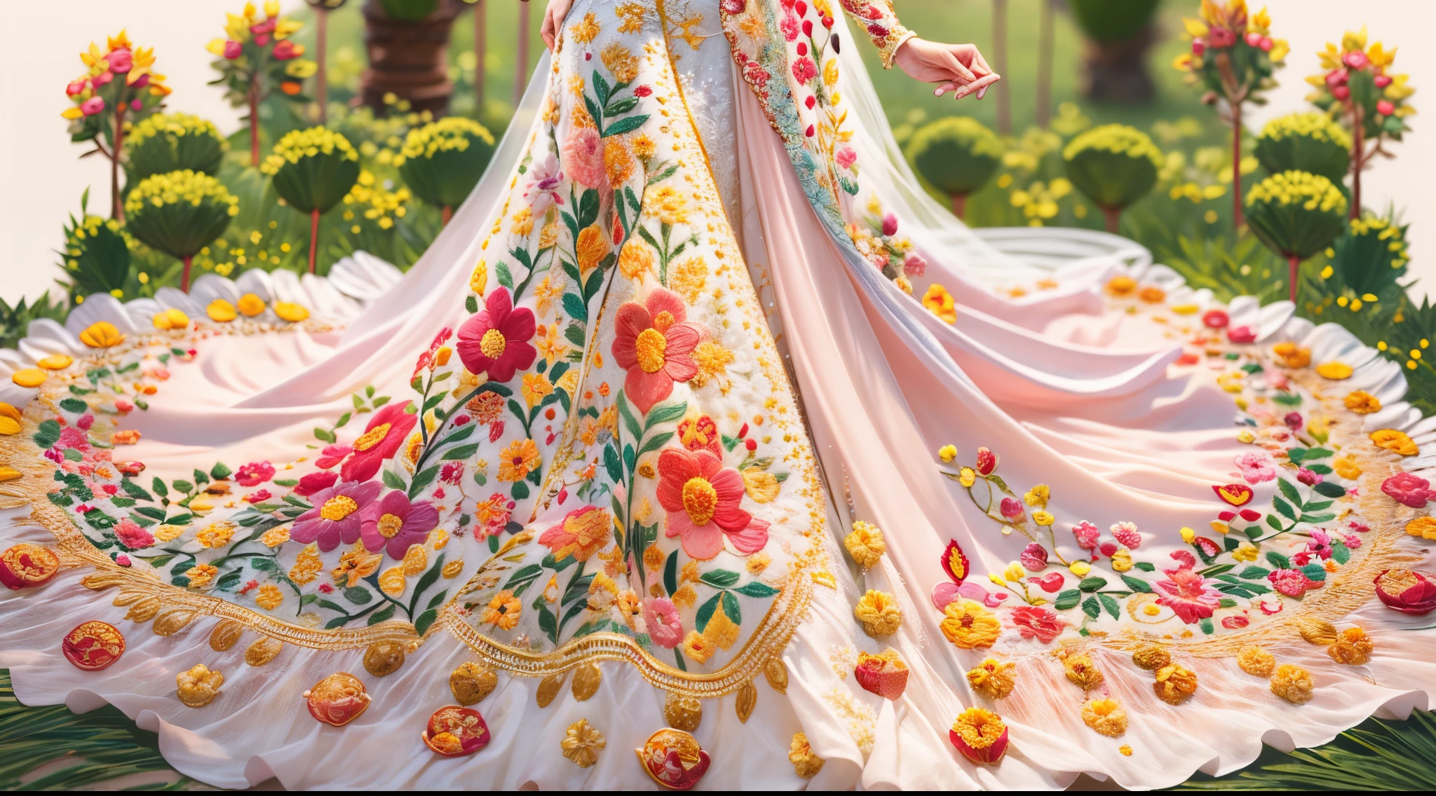 (best quality,4k,8k,highres,masterpiece:1.2),ultra-detailed,(realistic,photorealistic,photo-realistic:1.37),embroidered floral patterns,detailed stitching,vibrant colors,delicate thread work,exquisite texture and shading,vivid and lifelike representation,intricate needlework,Venetian lace-like fineness,skillful craftsmanship,meticulous attention to detail,breathtakingly beautiful,sophisticated design,artistic interpretation,handmade artwork,aesthetic elegance,traditional folk art,transcendent beauty,rich cultural heritage,ornate embroidery technique,masterful composition,fine fabric backdrop,elaborate floral motifs,golden metallic threads,pearl-like accents,embellished borders and edges,graceful curves and lines,delicate petals and leaves,subtle shading and gradients,soft and flowing fabric folds,portraying nature's beauty,expressing emotions through art