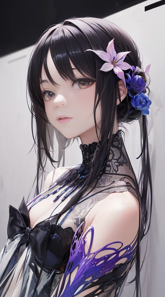 (tmasterpiece:1.1),(Best quality:1.1),(HighDynamicRange:1),ambient light,Super quality,( Super detailed original image),(1 Sister, Upper part of the body),((harajuku fashion)),((flower with human eyes, flower eyes)),double contact,A fusion of fluid abstract art,An error occurred,(Original illustration composition),(Limited color mixing, Minimalist art style, Geometric artstyle, butterflys, artistically),