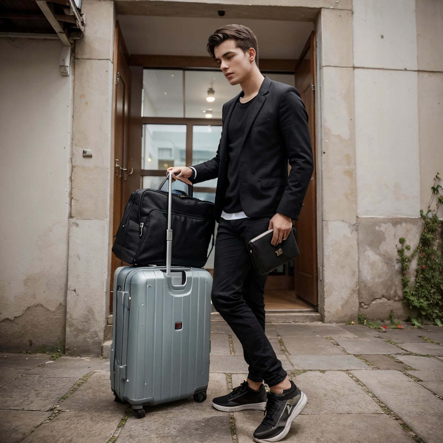 A young man packs his bags and decides to emigrate