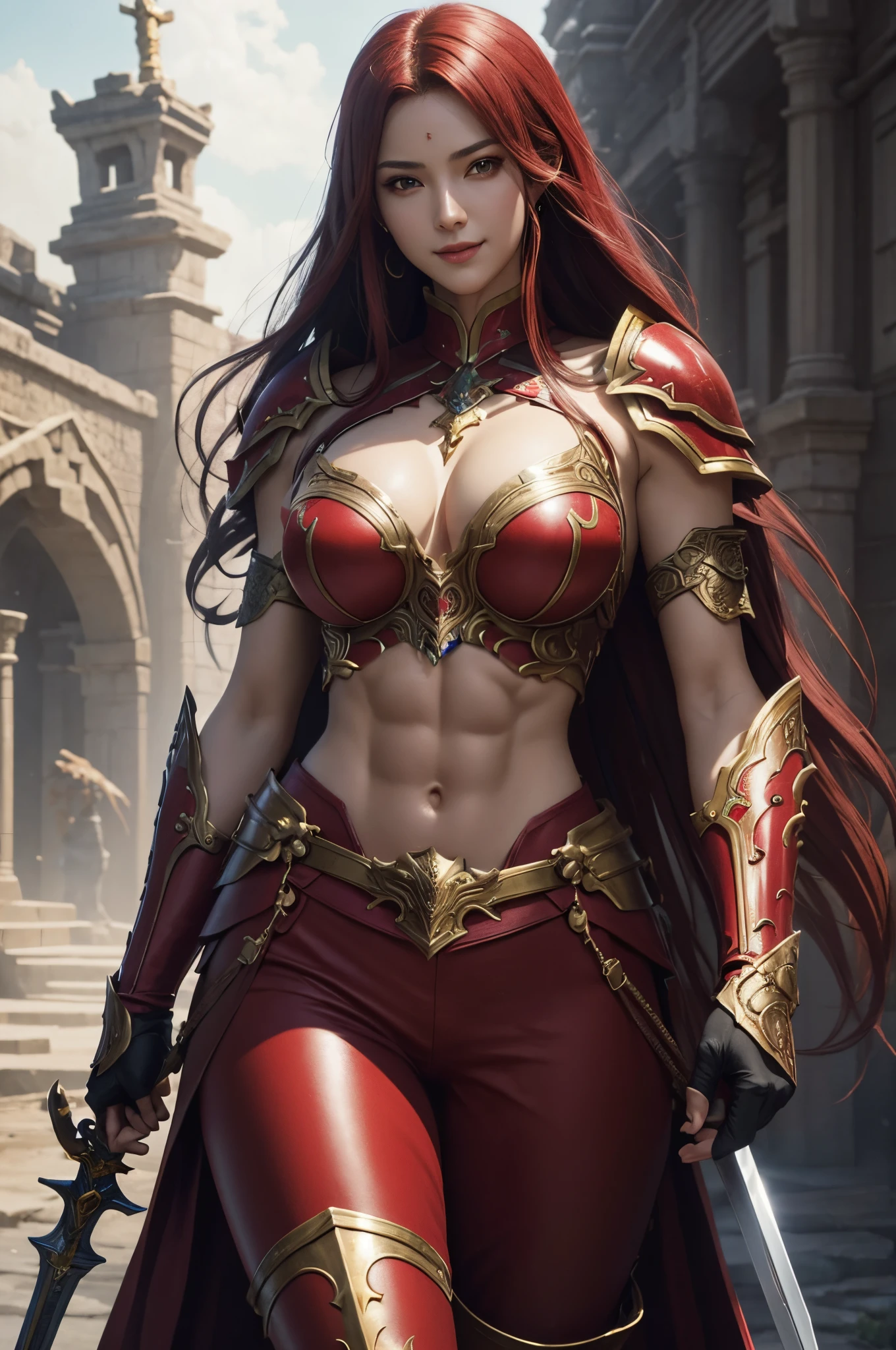 8K,Luxurious red big chest chest armor,超A high resolution,A hyper-realistic,Precise work of the goddess&#39;s emblem,