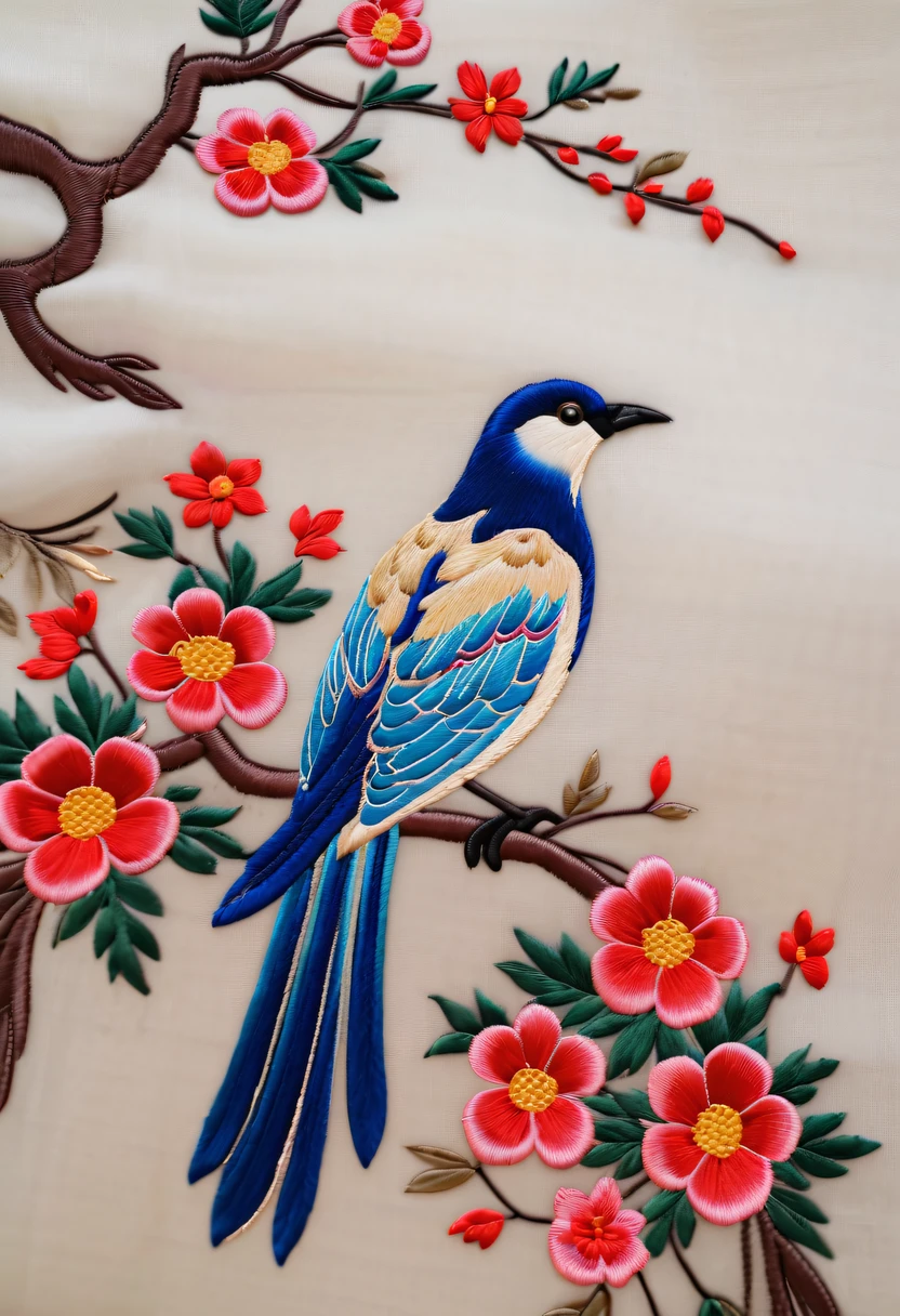 Draw an embroidery work，Phoenix embroidery，Chinese clothing design，Silk fabric，