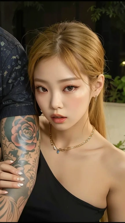 a close up of a woman with a tattoo on her arm, Parque Roseanne do Blackpink, Lalisa Manobal, Lalisa Manoban do Blackpink, jossi do blackpink, Retrato de Jossi de Blackpink, maquiagem sul-coreana popular, jennie blackpink, Mulher sul-coreana bonita, linda mulher coreana jovem, coreana, maquiagem coreana popular, Yanjun Chengt