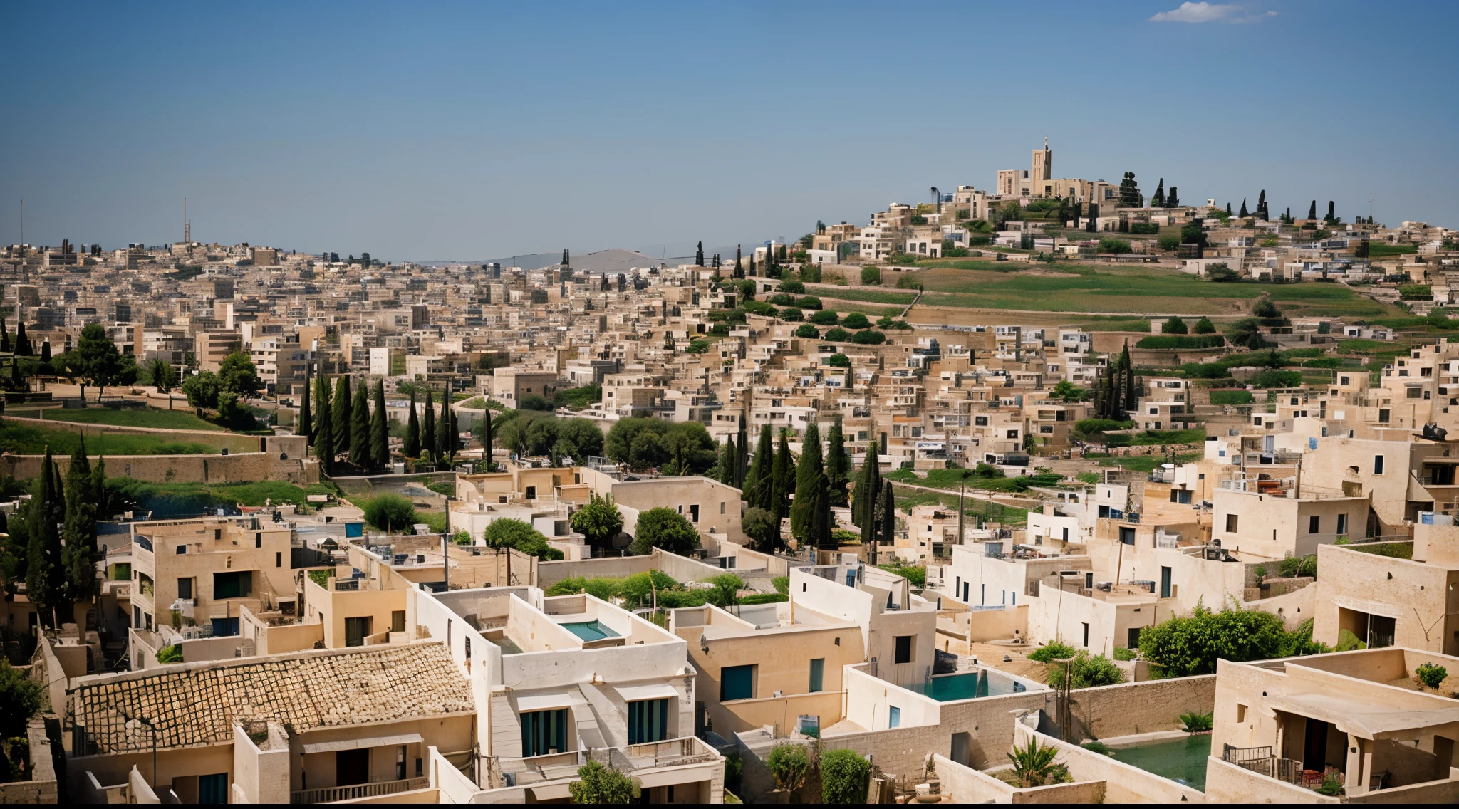 A serene view of Nazareth. The camera slowly zooms in on a modest dwelling.