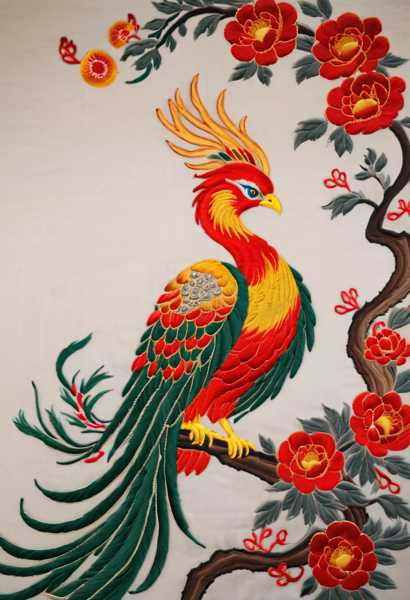 Draw an embroidery work,Phoenix embroidery,Chinese clothing design,Silk fabric,