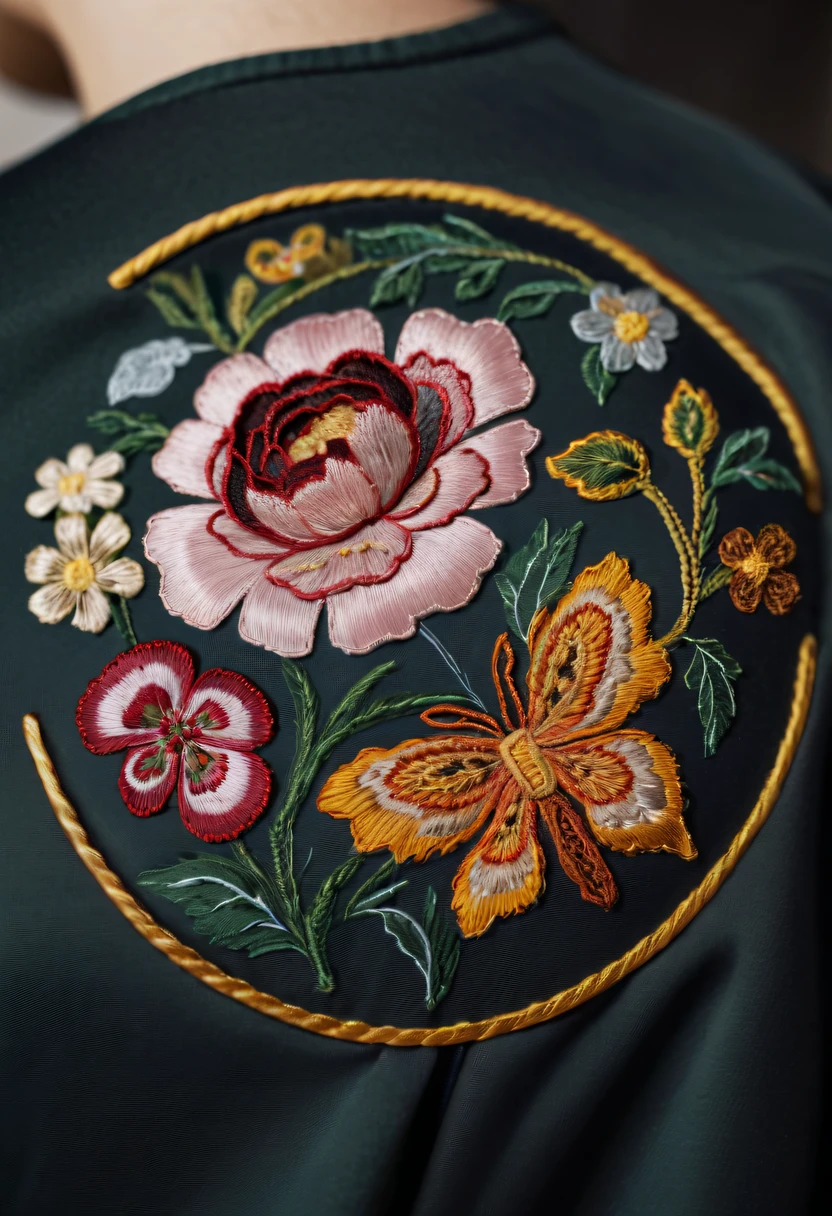 Draw an embroidery work，Phoenix embroidery，Chinese clothing design，Silk fabric，