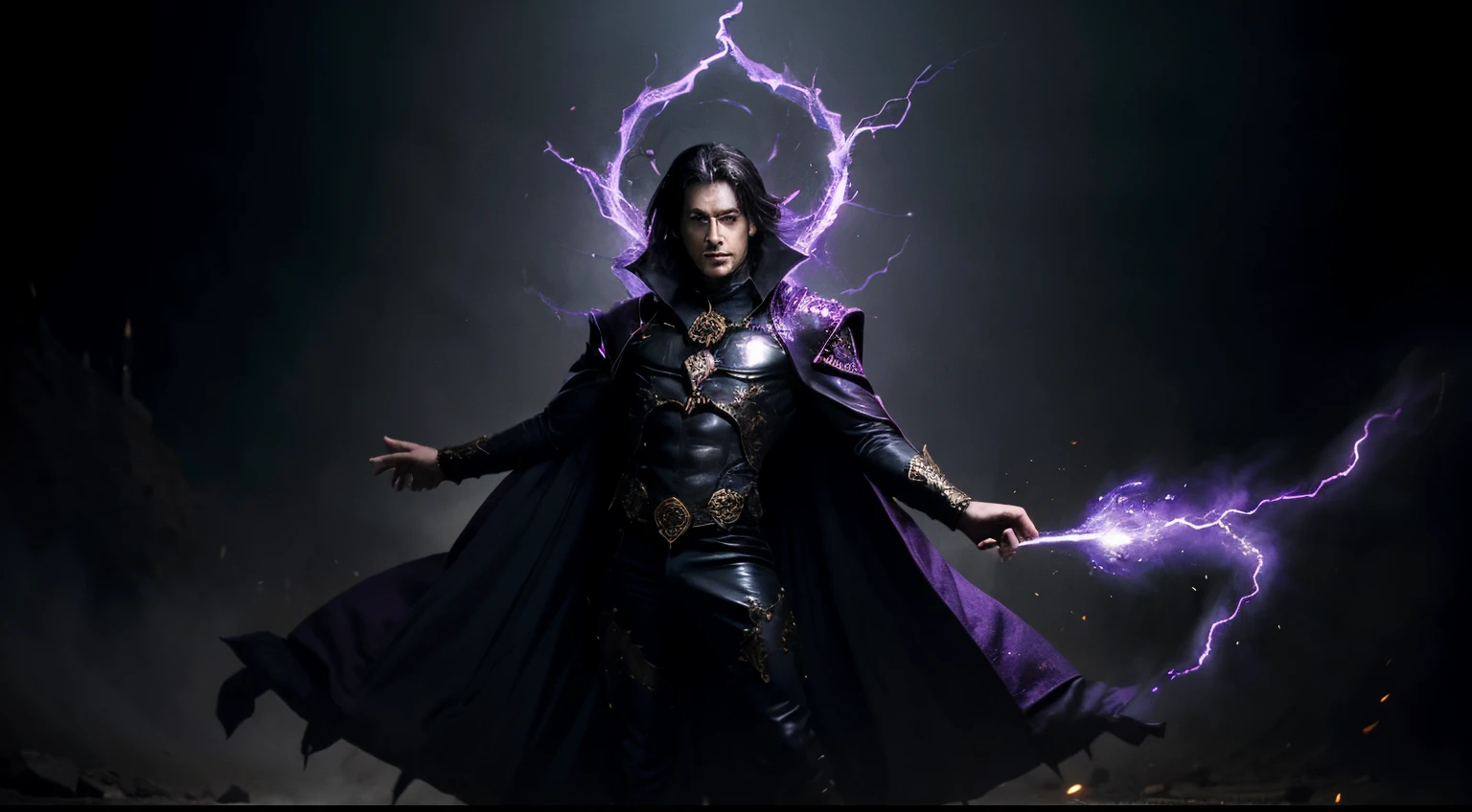 a prince with terrible demonic powers that makes his entire body filled with magic energy that covers his entire body and surroundings