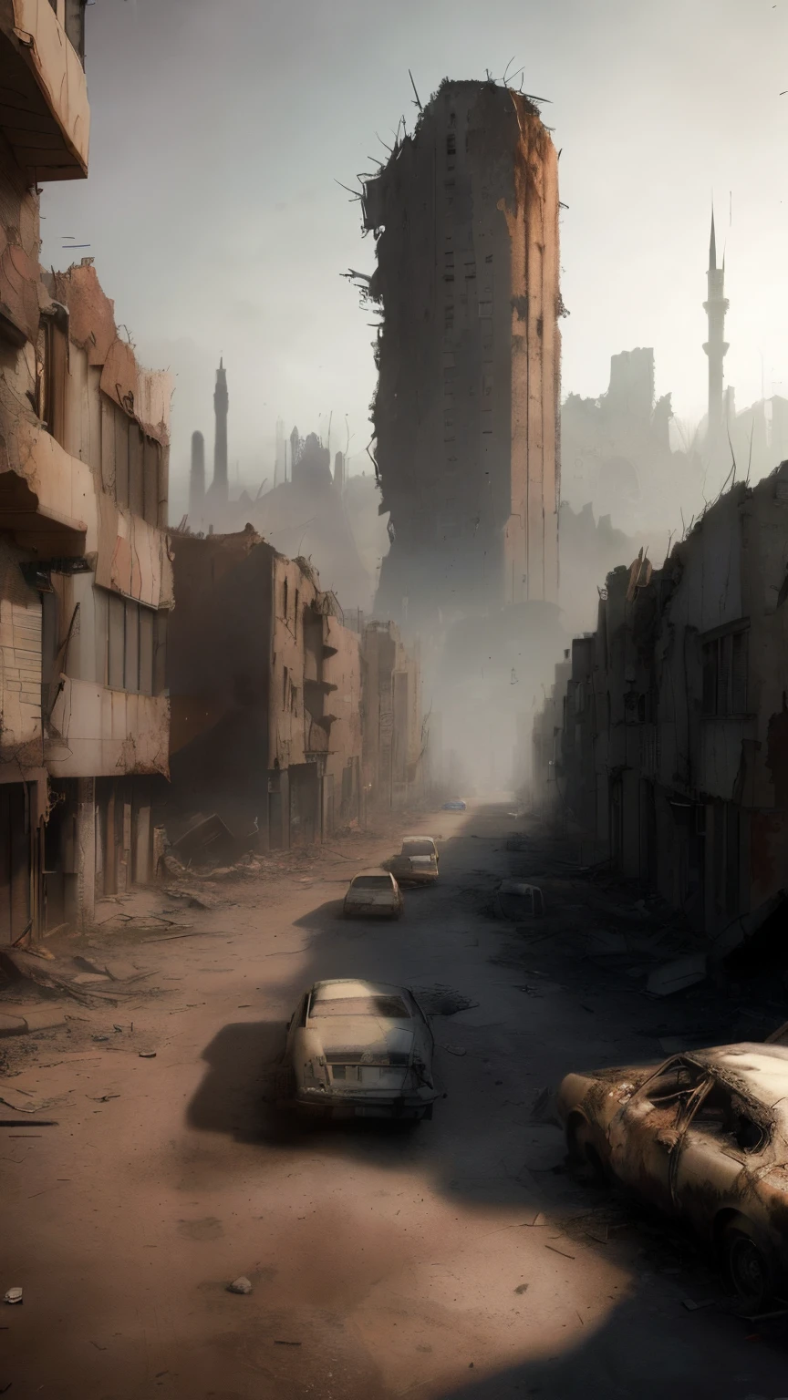 photo of a boat in the middle of a destroyed city, ruined city, ruined city in the background, ruined city in the background, Abandoned city, ruined city, post-apocalyptic lanscape, ruined city in the background, Fallout style in Istanbul, post apocalyptic atmosphere, in a ruined cityscape, background is a city in ruins, ruined city, post apocalyptic world, Game Art Matte Painting