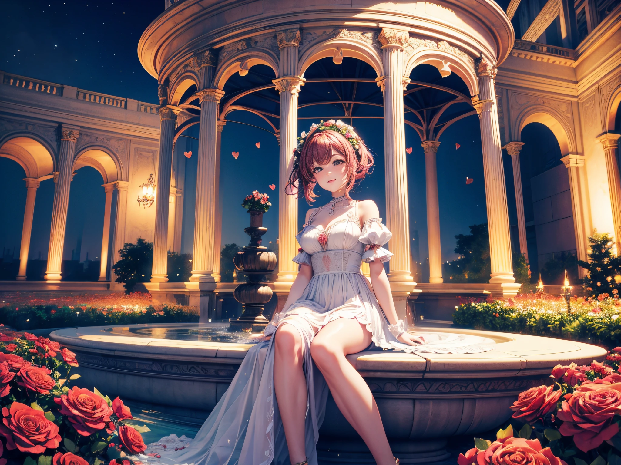 Pan across a wide garden adorned with 3D hearts and roses, bathed in the warm hues of Valentine's Day. Add a touch of grandeur to this romantic panorama.