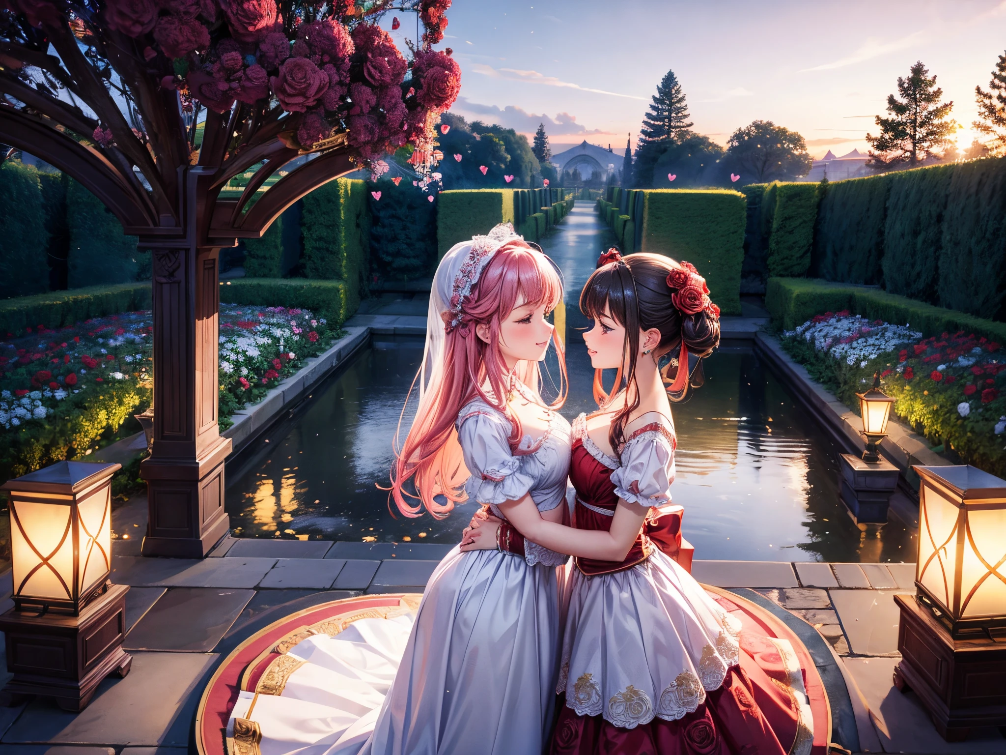 Pan across a wide garden adorned with 3D hearts and roses, bathed in the warm hues of Valentine's Day. Add a touch of grandeur to this romantic panorama.