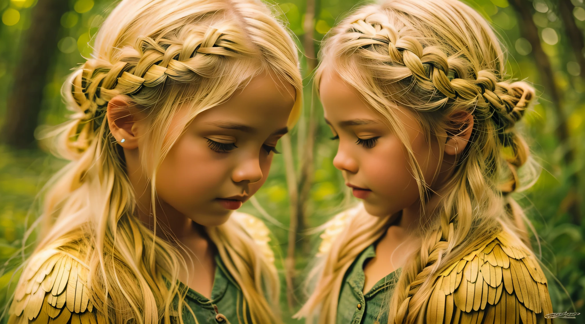 BLONDE CHILD GIRL IN BRAIDS GOLDEN ANGEL