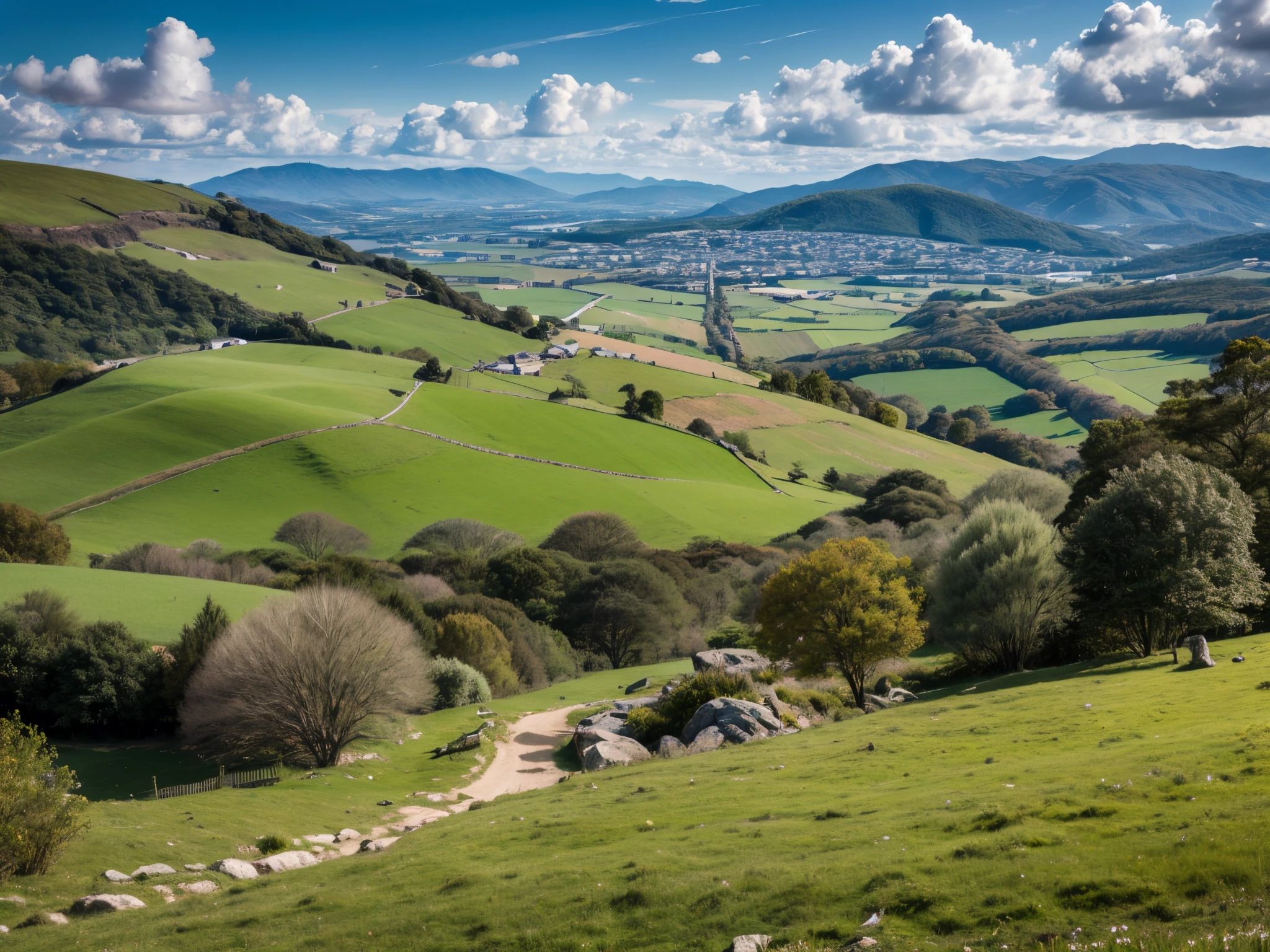 Pan across a wide landscape where 3D clovers and diamonds create a vibrant scene for St. Patrick's Day. Infuse luck and charm into this geometric landscape. enormous tits, (full body:1.5)