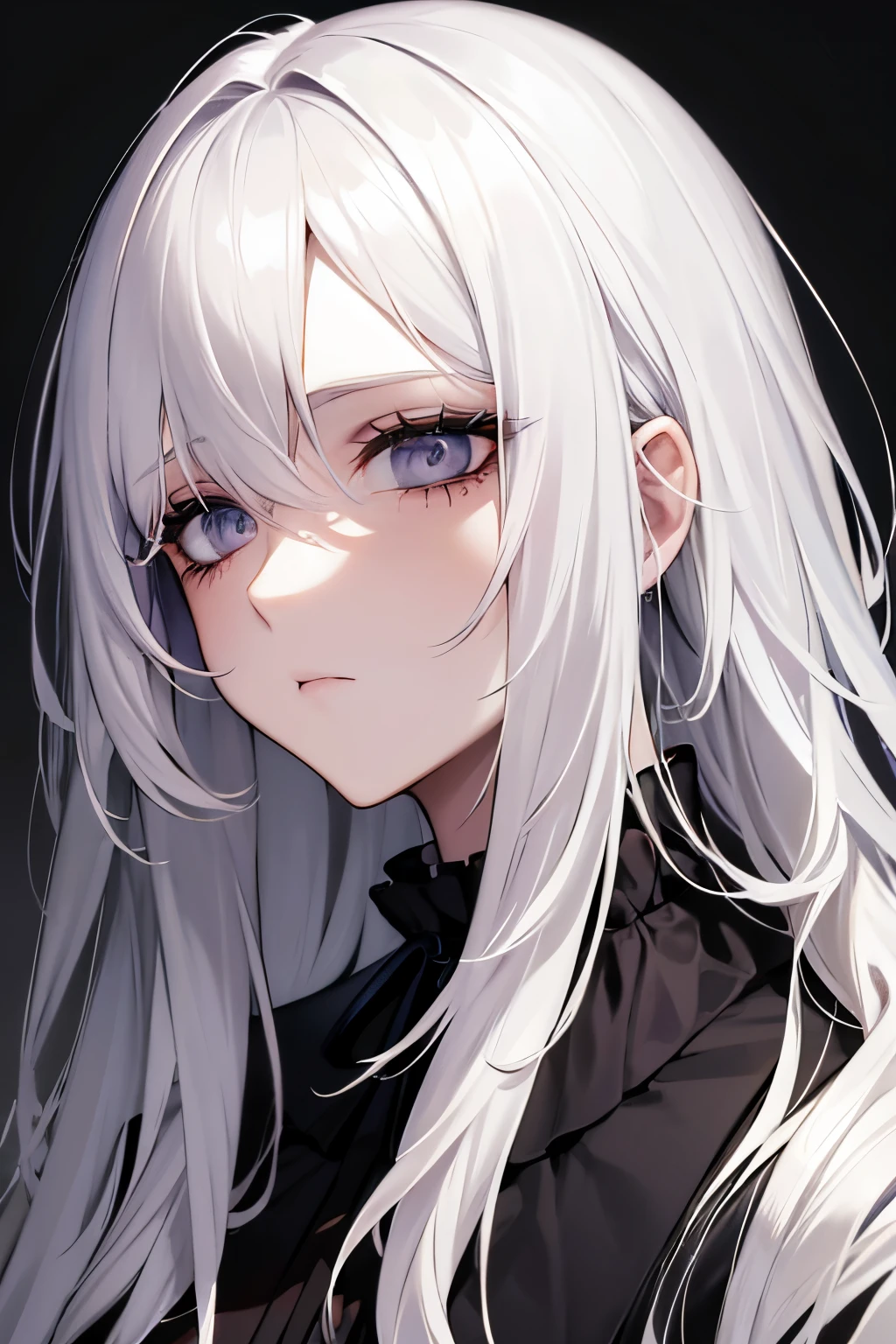 Man,white hair,sleepy face,gothic style