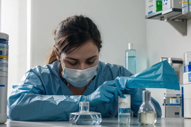 virological coding experiment in the course of a coronavirus pandemic with micropipette. chemist in a modern laboratory doing research using the dispenser during the global epidemic with covid-1