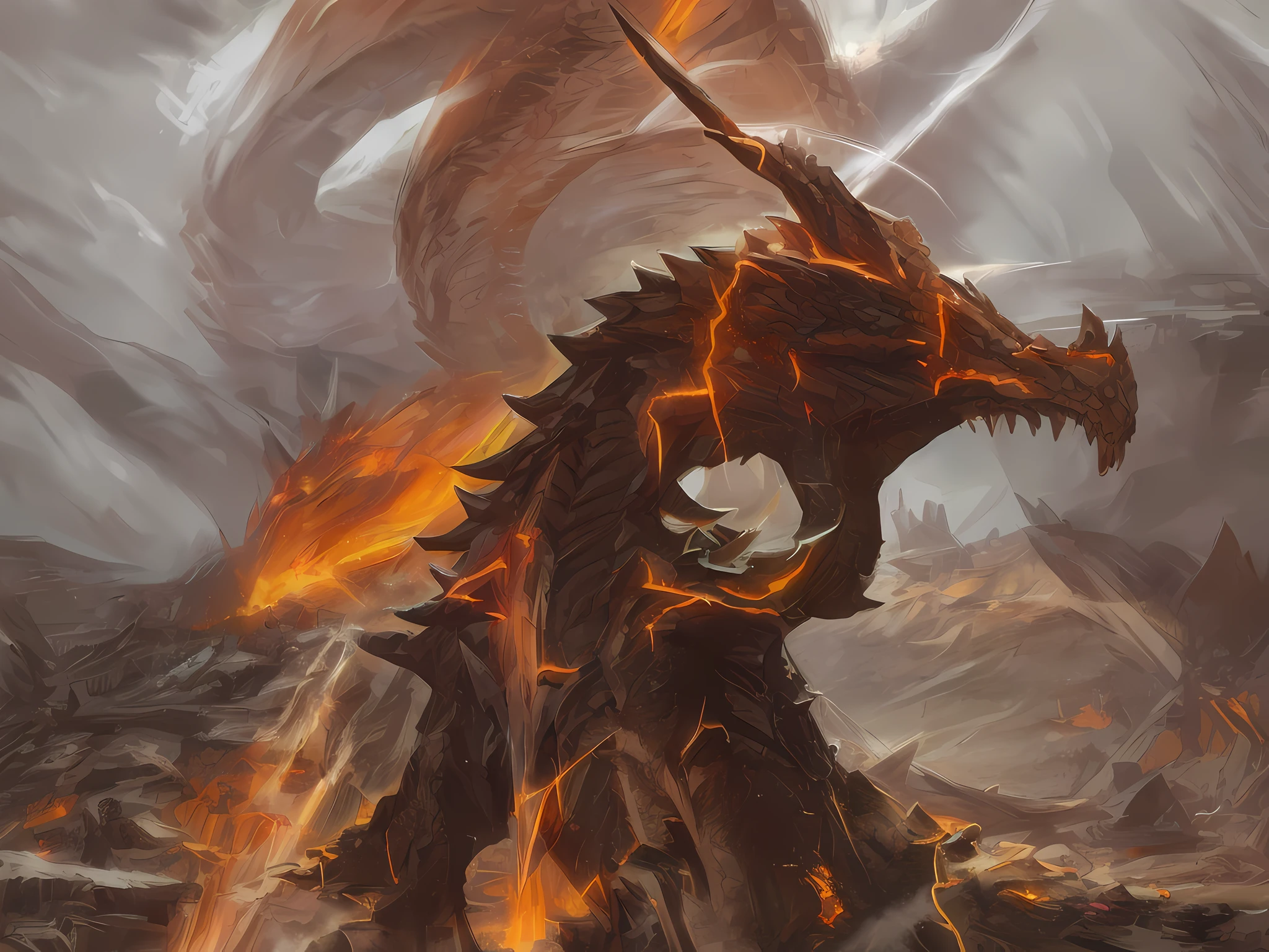 Arafed dragon with a man on its back in a dark forest, Alduin, maw quente detalhado, maw detalhado, dragon maw, colossal dragon as background, colossal dragon in background, Abertura de maw, charging through a dragons lair, Nazgul Mandelbulb, Ancalagon o Preto, dragon made out of molten lava, veias fractais. dragon cyborg
