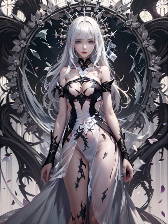 weddingdress、Young children、12age、Balance the eyes、and blemish-free skin、upper body closeup、Vampires、russian vampire、Black and white、sluttish,barechested.Symetrical, artistic, close up, all her clothes are torn、 Yin, eyes focus, , Exposed skin, Exposed body parts, rag, costum, Broken mirror,Black and white split,Scattered rose petals,with sublevel rack,Eroded by darkness and light,Dynamic Poses、Symetrical、}}}}, {{{Hyper Detailed}}}, {{{hight resolution}}}, {{Good anatomy}}, (((Best Quality))), ((Very delicately beautiful)), {{Very meticulous、Delicate}}, {8k cg wallpaper}, {{illustratio}}, (color background grayscale:1.1), Ray traching, Background bokeh, 1girl in , Solo, Hu Tao(GenshinImpact), boo tao, blanche、sluttish,barechested.Symetrical, artistic, close up, all her clothes are torn, burst,, , Exposed skin,, , Broken mirror,Black and white split,red tear rack and white paint,Broken,with sublevel rack,Eroded by darkness and light,Symetrical