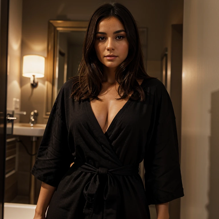 Brune en robe noir