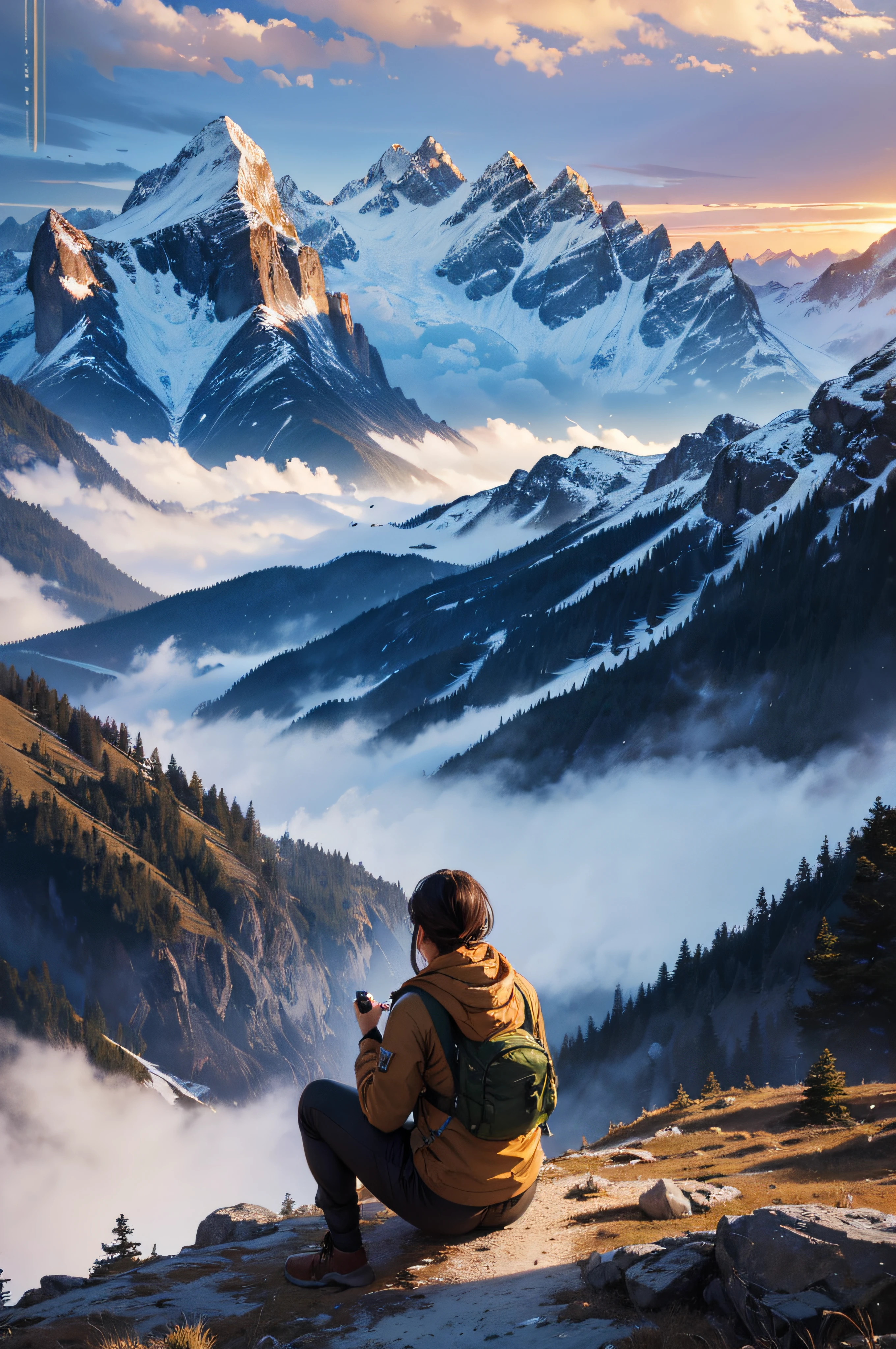 (best quality,4k,8k,highres,masterpiece:1.2),ultra-detailed,(realistic,photorealistic,photo-realistic:1.37), portraits,landscape,tropical, hiking,adventure,solitude,majestic,serene,loneliness,exploring,wilderness,golden hour,mountain peak,glowing sunlight,gentle breeze,warm colors,nature,scenic beauty,unspoiled,tranquility,peaceful,awe-inspiring,grandeur,immersive,stunning view,relaxation,escape from the city,meditation,missing civilization,captivating,refreshing,meditative experience,refreshing,the joy of solitude,embrace of the mountains,endless horizon,adventurous spirit, black perso .