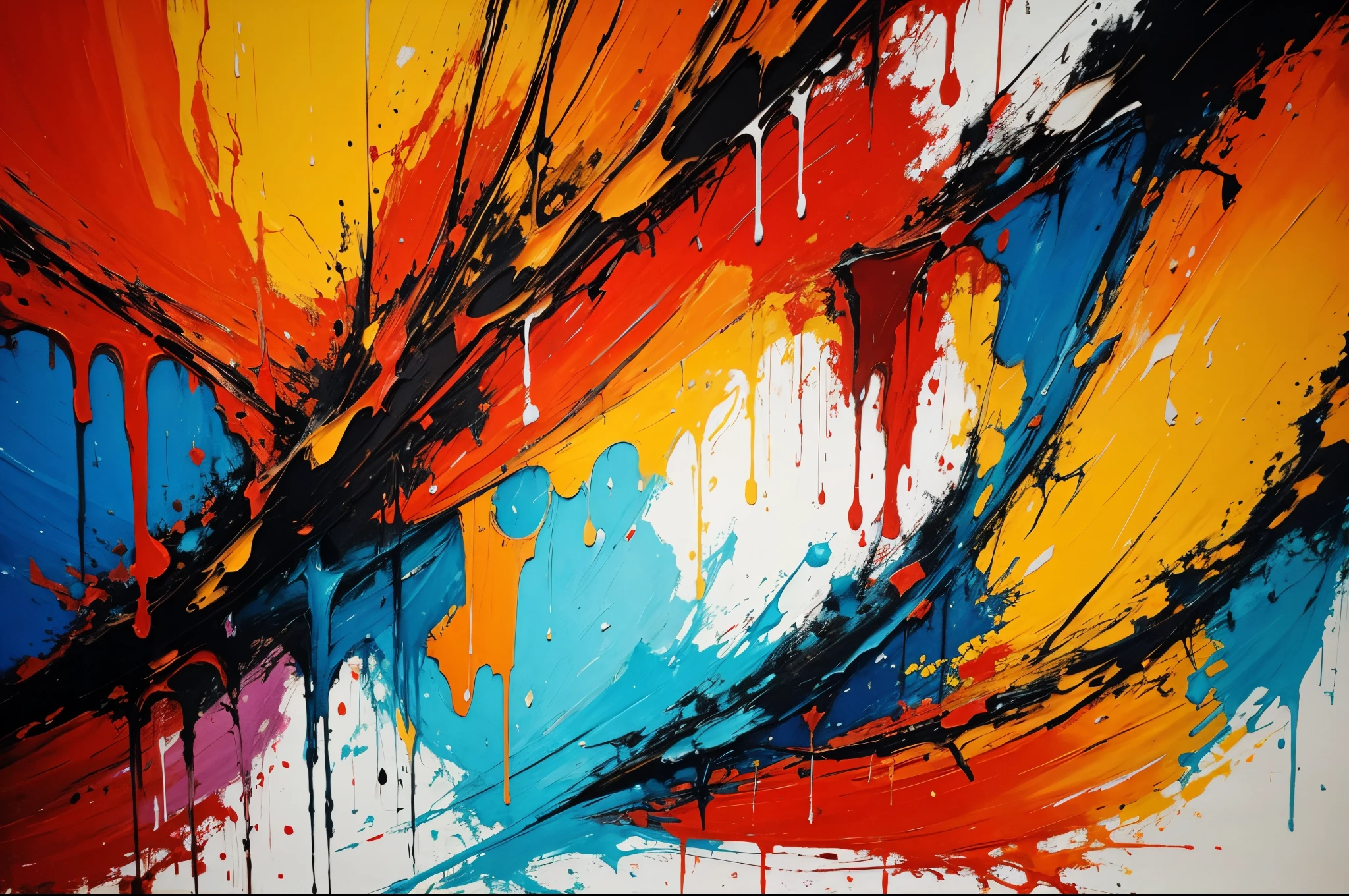 Beautiful expressive abstract painting, vibrant, colorful
