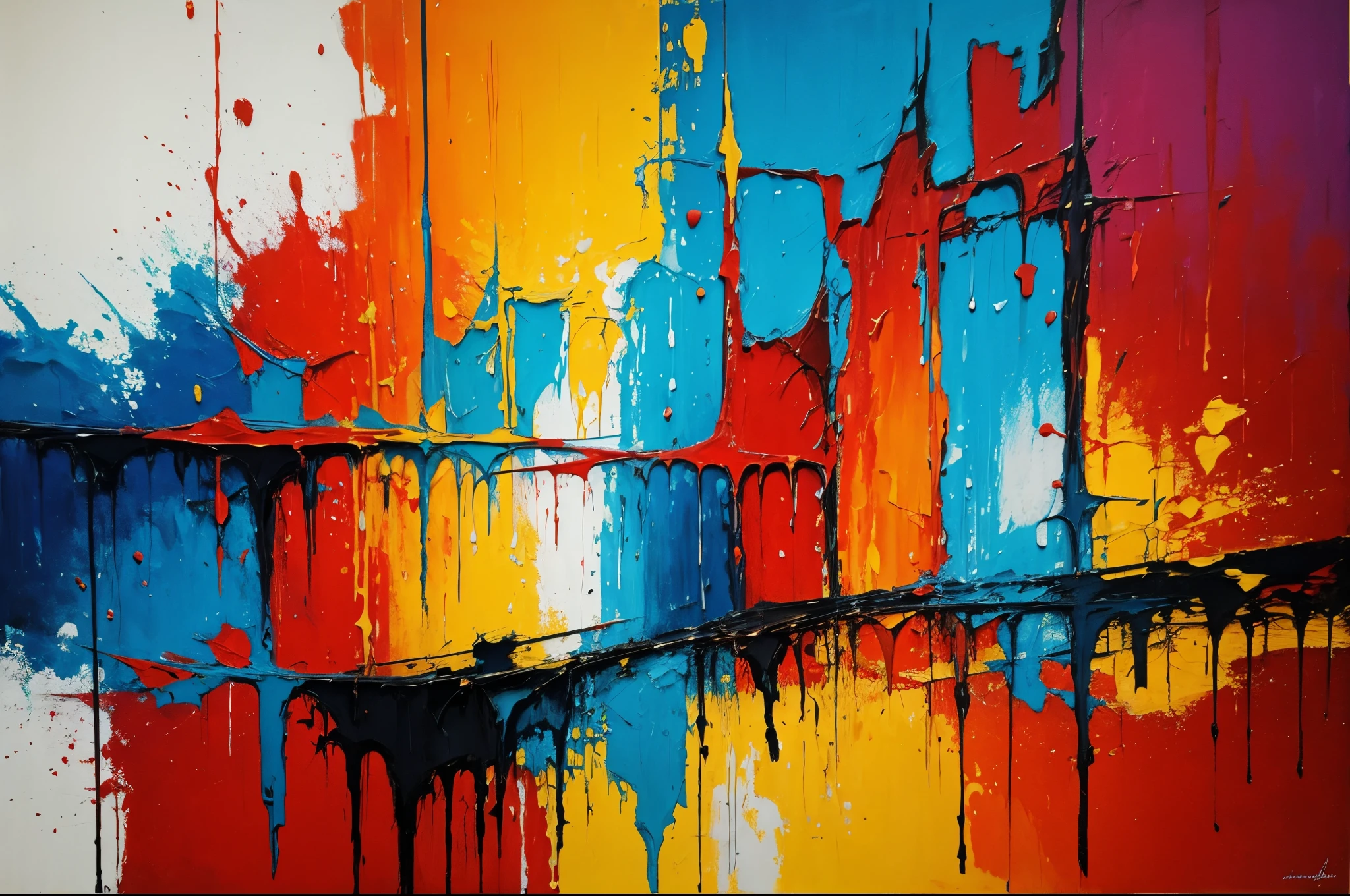 Beautiful expressive abstract painting, vibrant, colorful