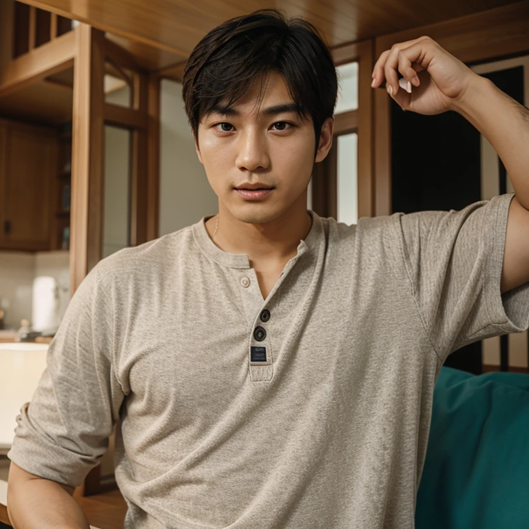 ((28 year old Korean man,Mr. Kim)).wearing plaid shirt.charming.most beautiful man in the world perfect.super realistic.korean drama scene.movie actor.