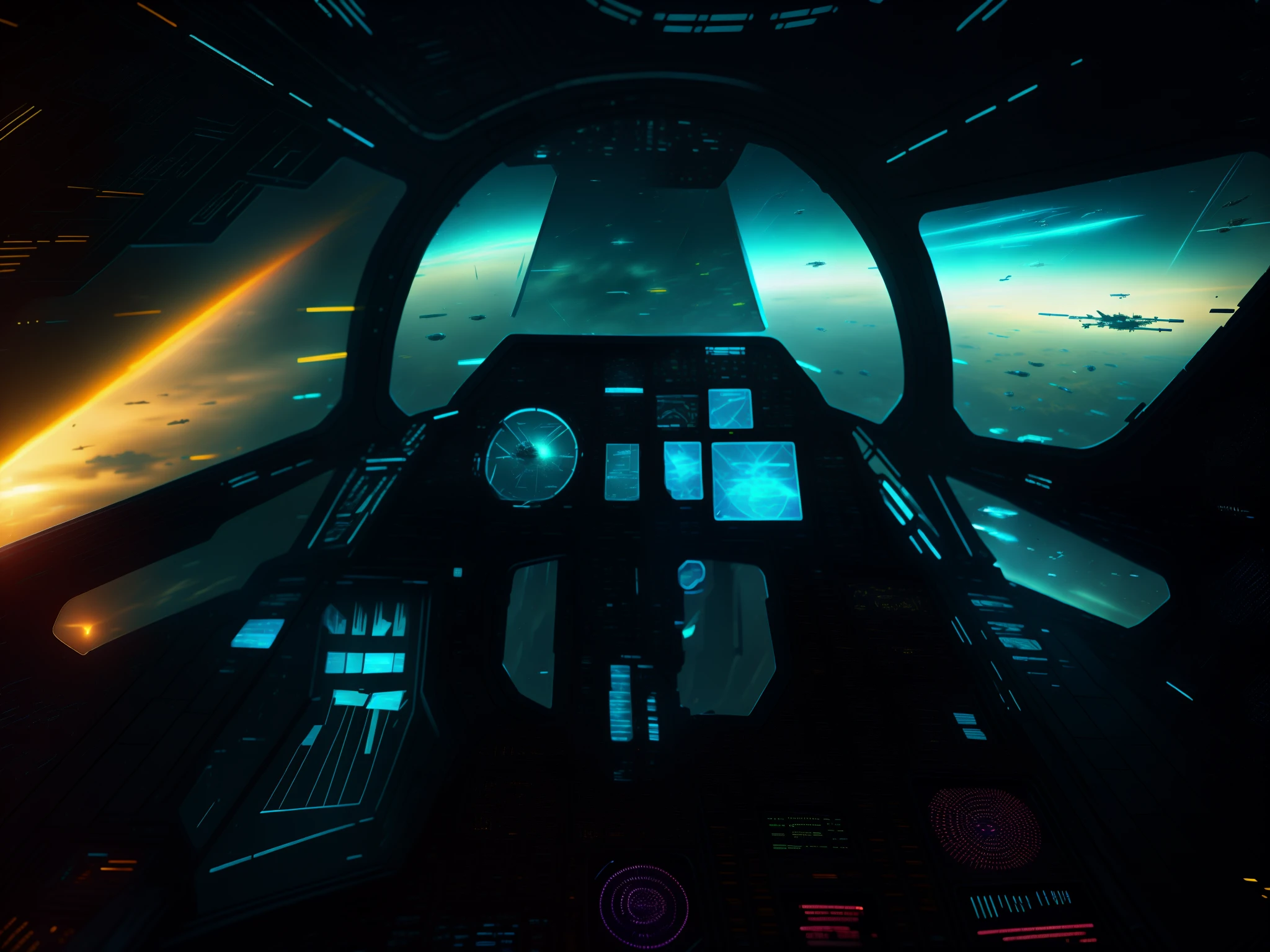 a close up of a cockpit with a view of a city, in a spaceship cockpit, inside future fighter, luminous cockpit, detailed spaceship interior, star citizen digital art, star citizen, star citizen concept art, cockpit view, spaceship interior, cockpit, high tech space ship interior, star citizen halo