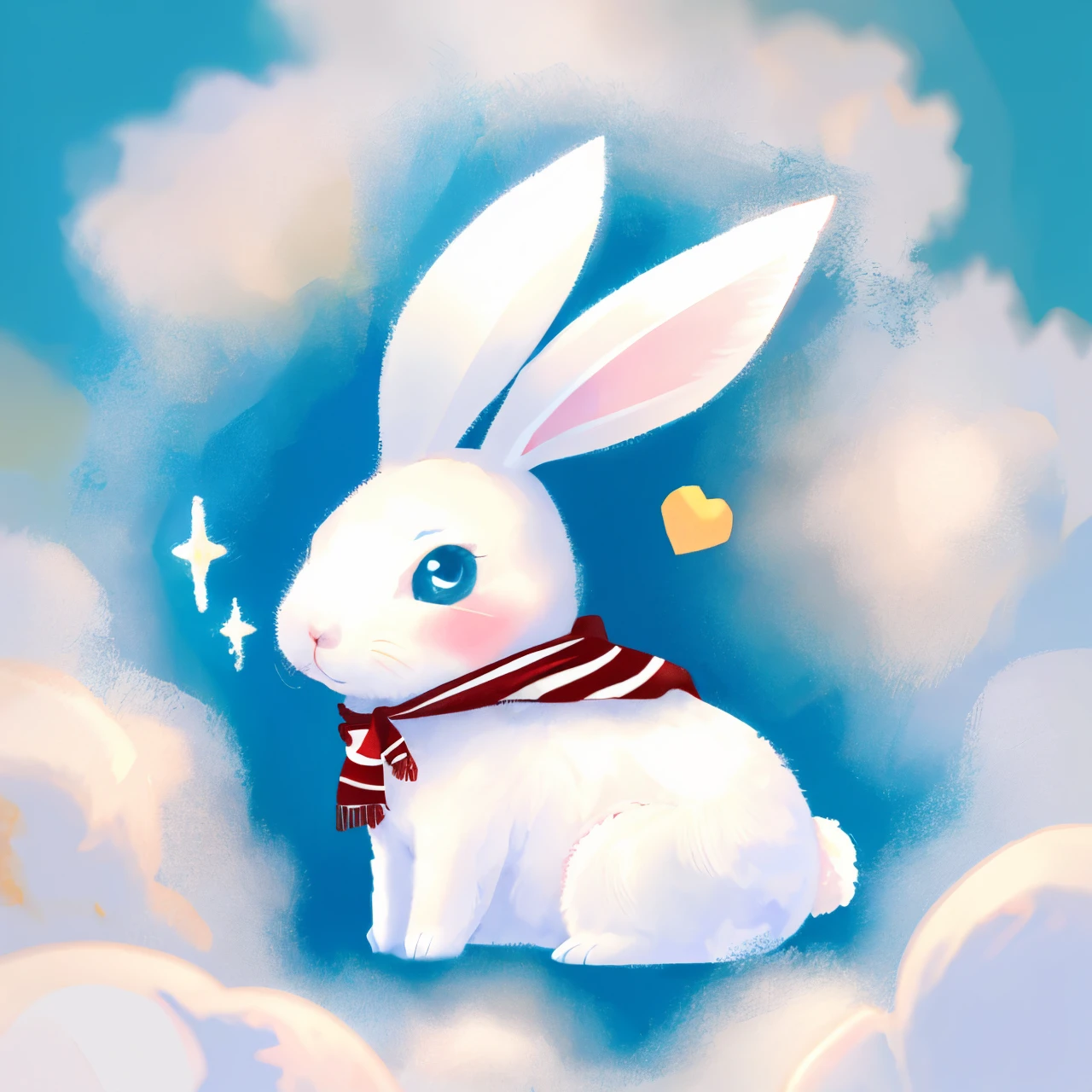 a white rabbit with a small nose and a red scarf, white rabbit, rabbit_bunny, rabbit, the white rabbit, rabbt_character, electrixbunny, cute adorable bunny, anthropomorphic rabbit, bunnypunk, bunny, illustrated rabbit, girly bunny, a hopeful rabbit, by Maki Haku, lagus the thief bunny